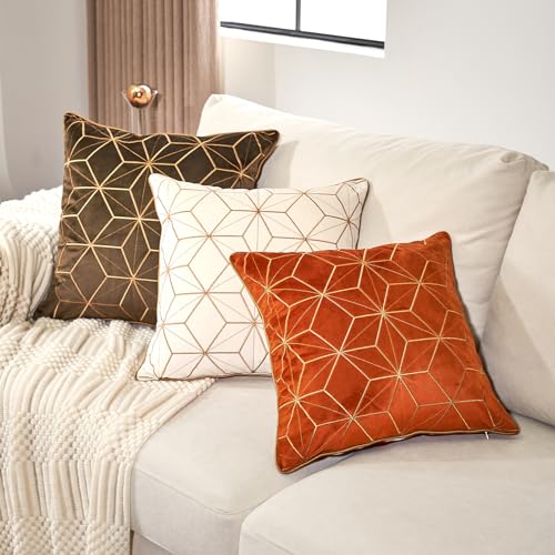 Geometric Lines Embroidery Velvet Shams