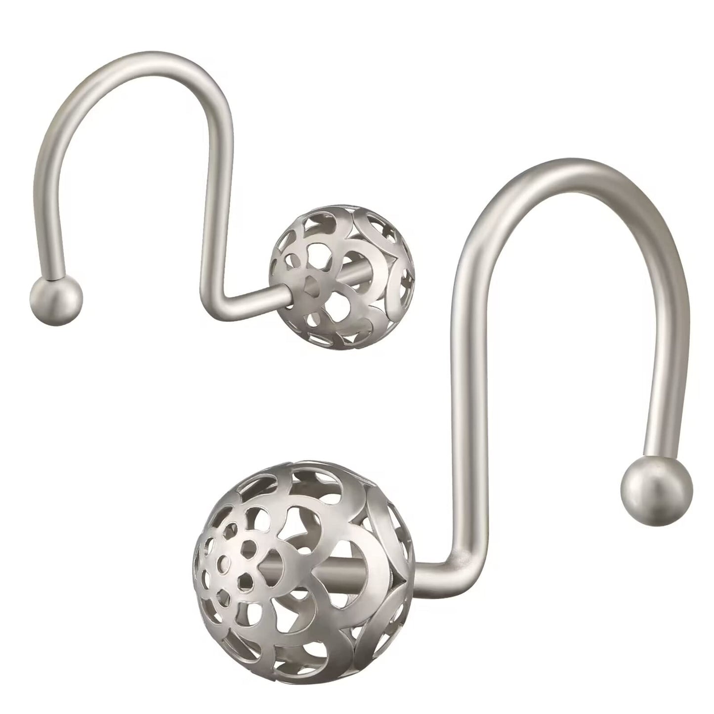 12Pcs Hollow Ball Shower Curtain Hooks