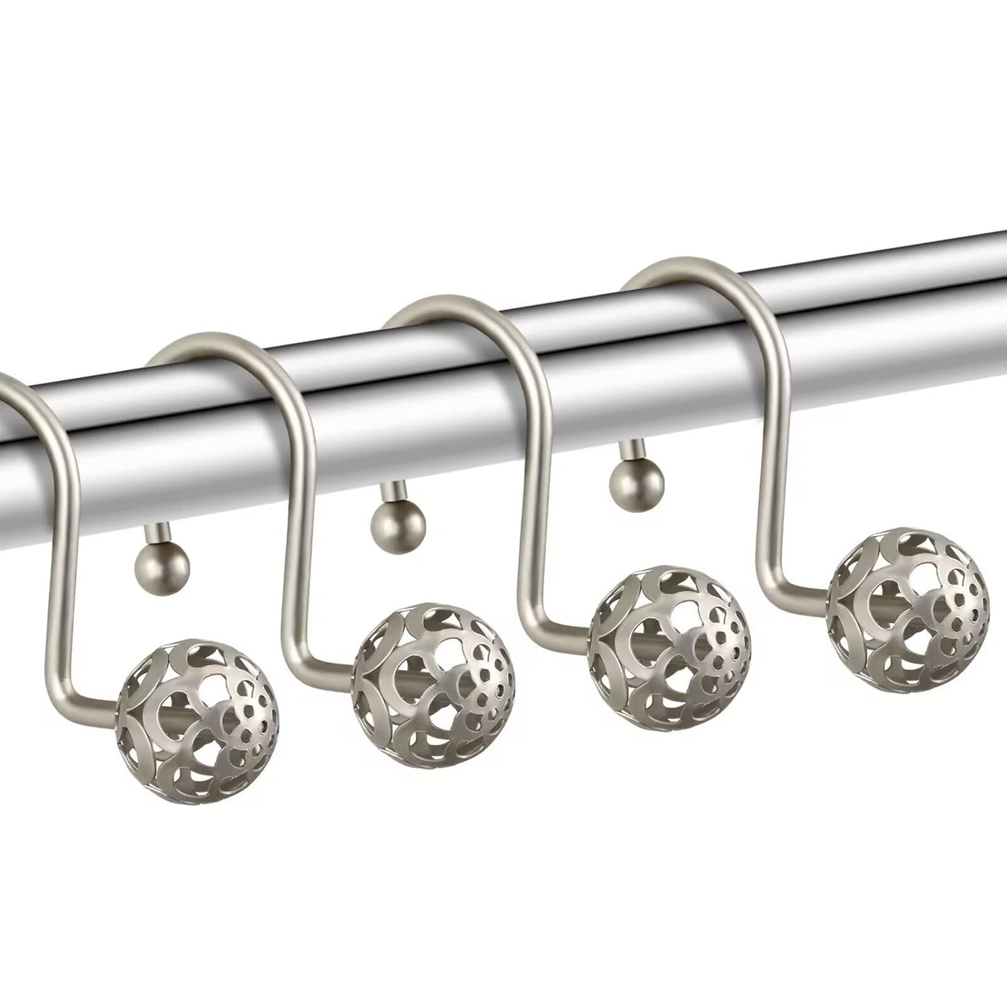 12Pcs Hollow Ball Shower Curtain Hooks