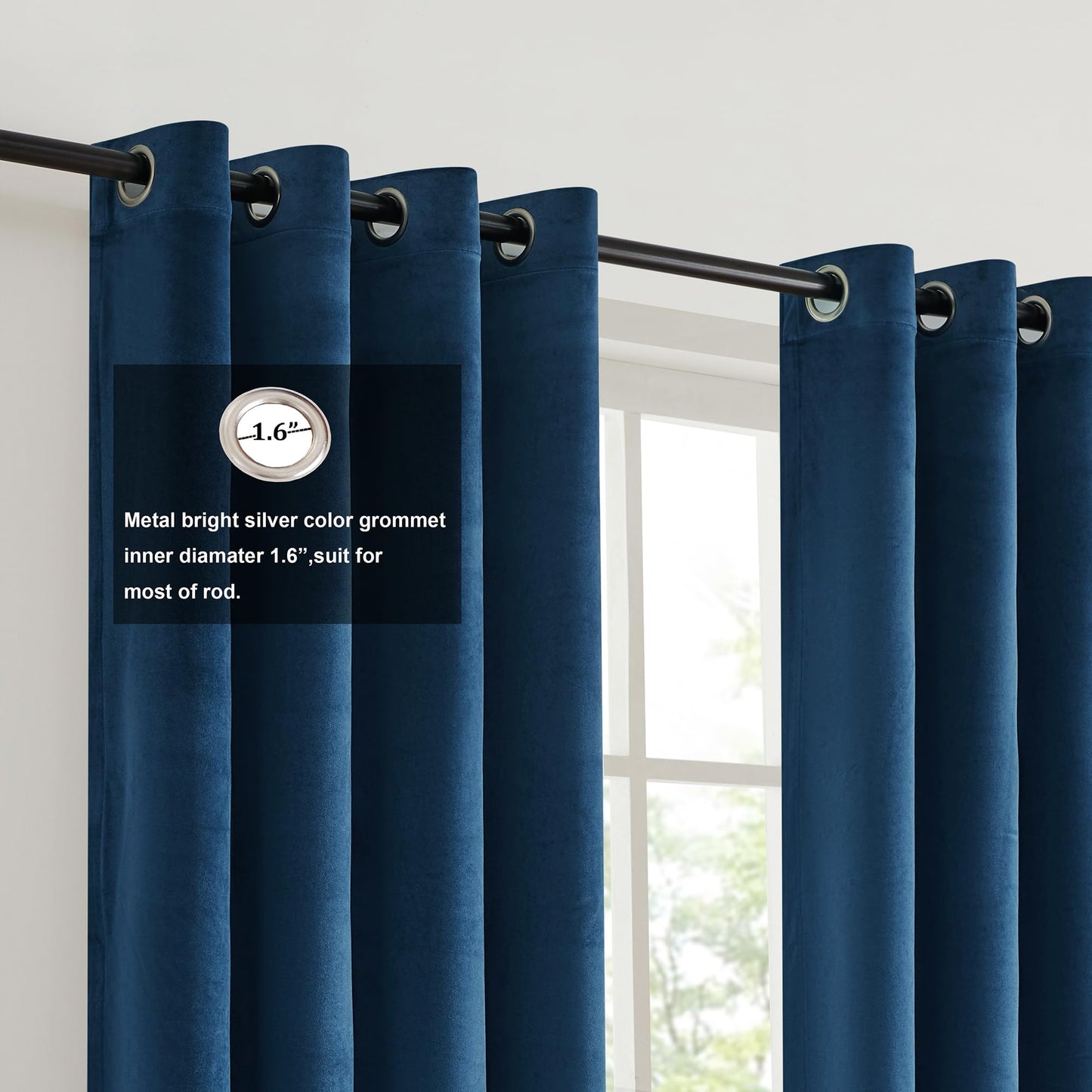 2 Tone Velvet Block Window Curtain Panels