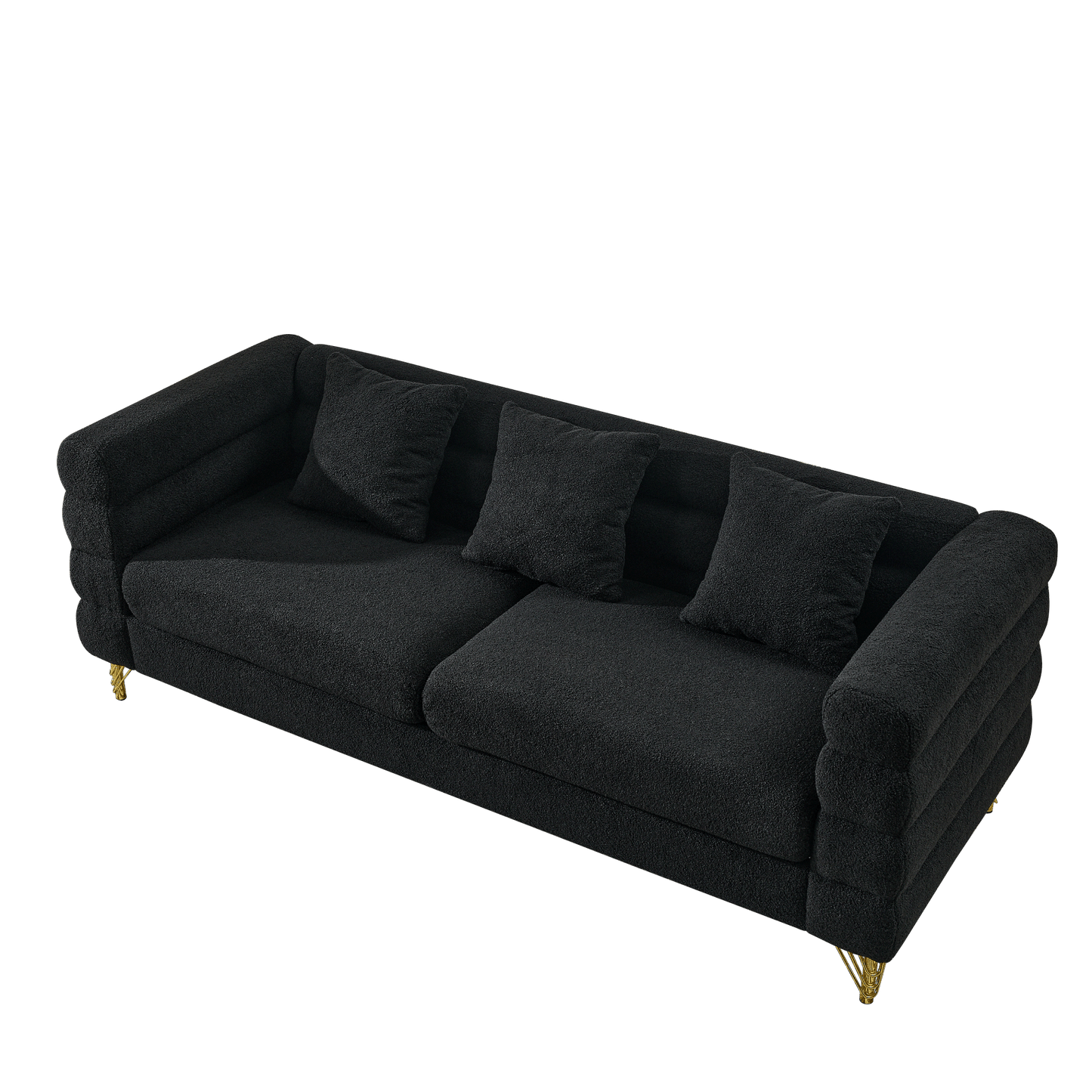 Black teddy 81" Oversized 3 Seater Sectional Sofa