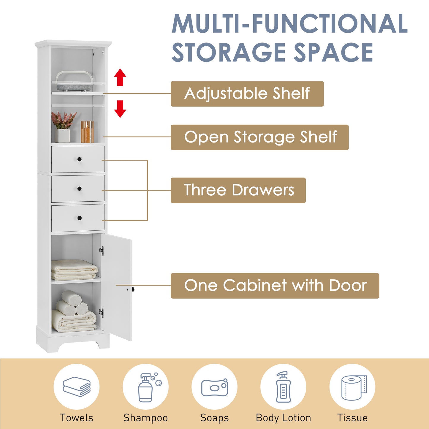 White Tall Bathroom Cabinet