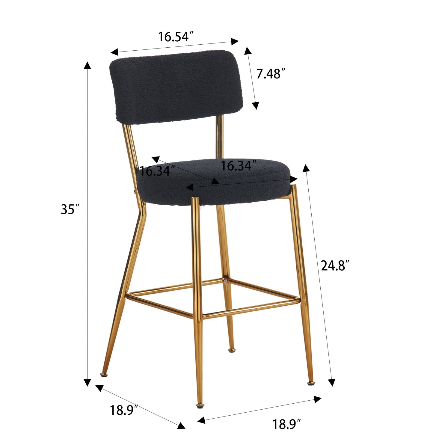 Modern Teddy Fabric Upholstered Barstools, 2