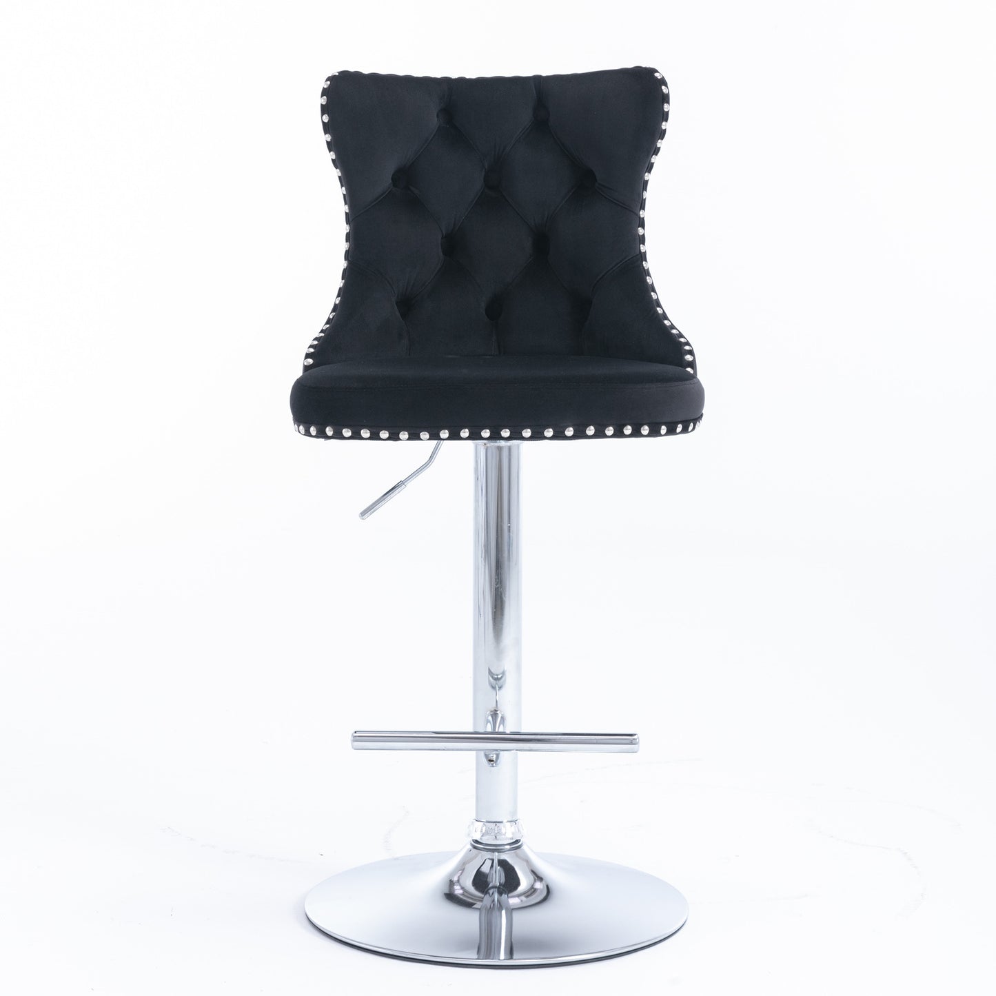 Black Swivel Velvet Barstools, Modern Upholstered Chrome base