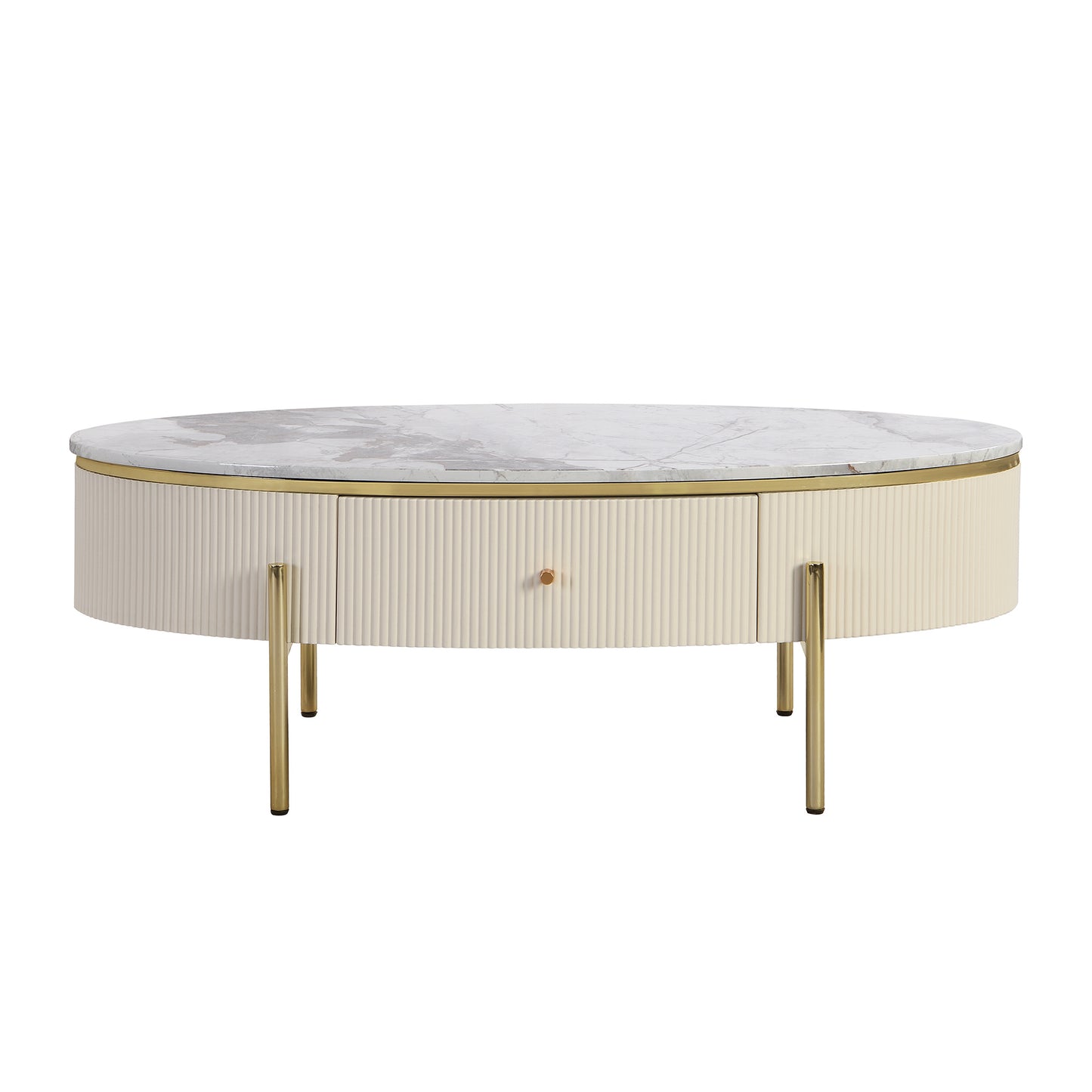 Modern Oval Coffee Table with 2 large Drawers