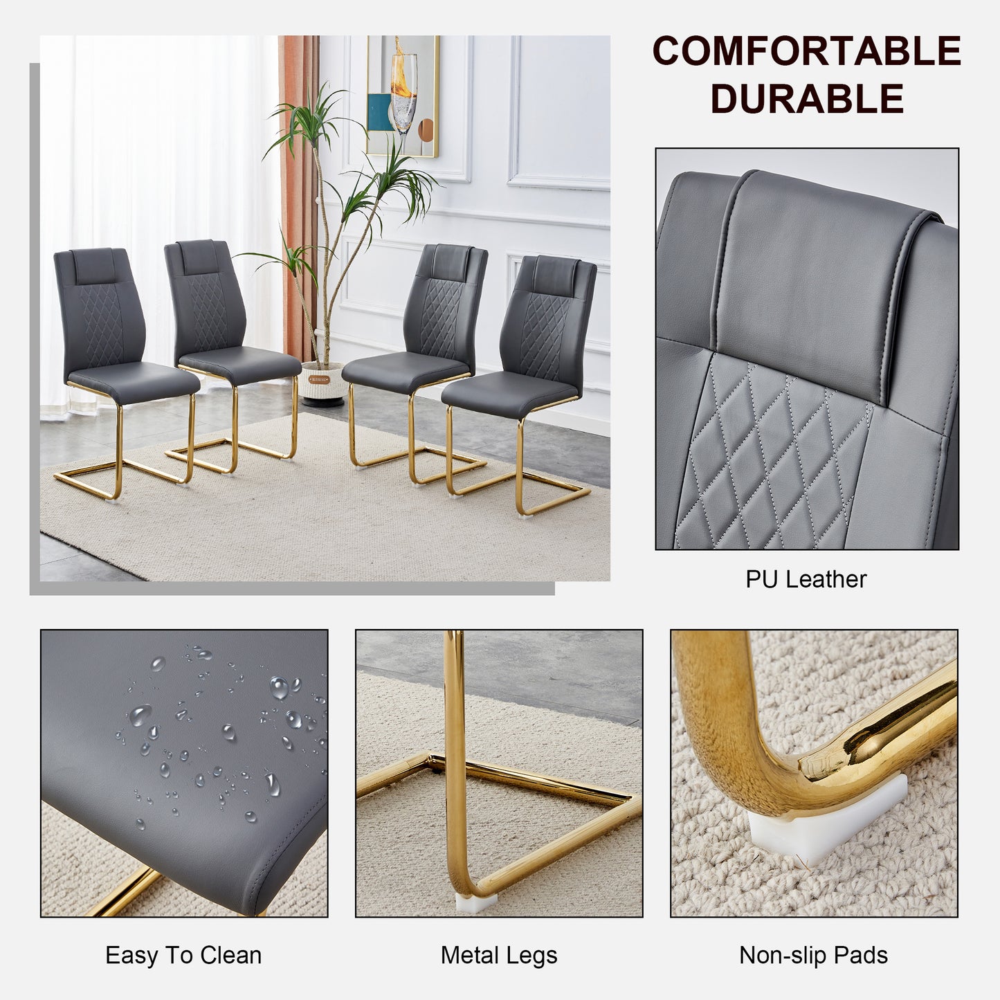 Faux Leather Cushioned Seats,  set of 6