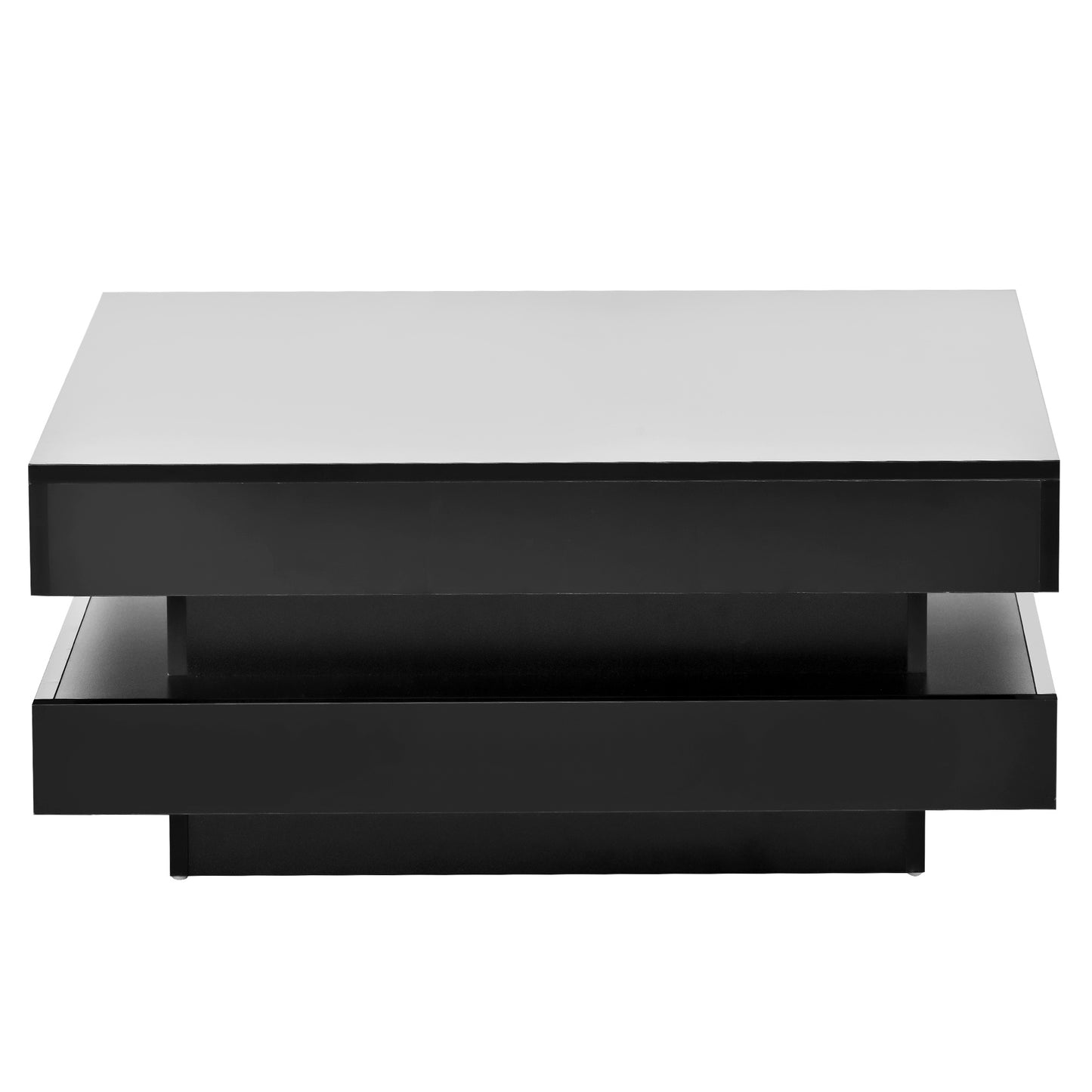 Black High Gloss Minimalist 2-Tier Square Coffee Table