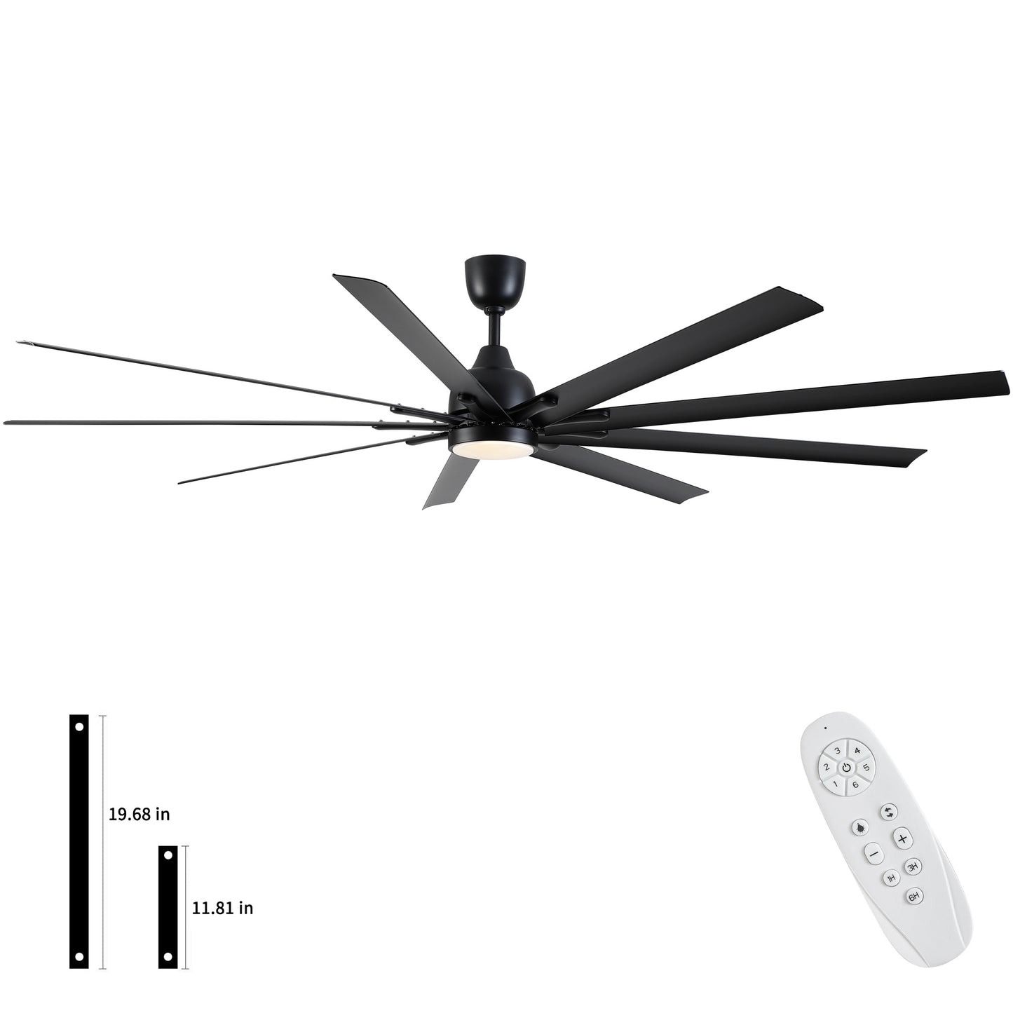 84"Modern Industrial Aluminum Blade Ceiling Fan With LED Light