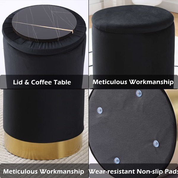 Faux Leather Round Storage Ottoman Footrest Stool