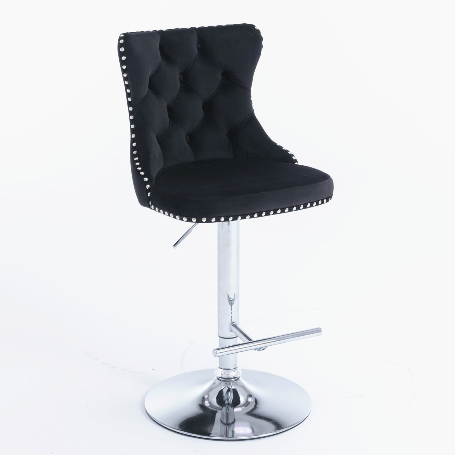 Black Swivel Velvet Barstools, Modern Upholstered Chrome base