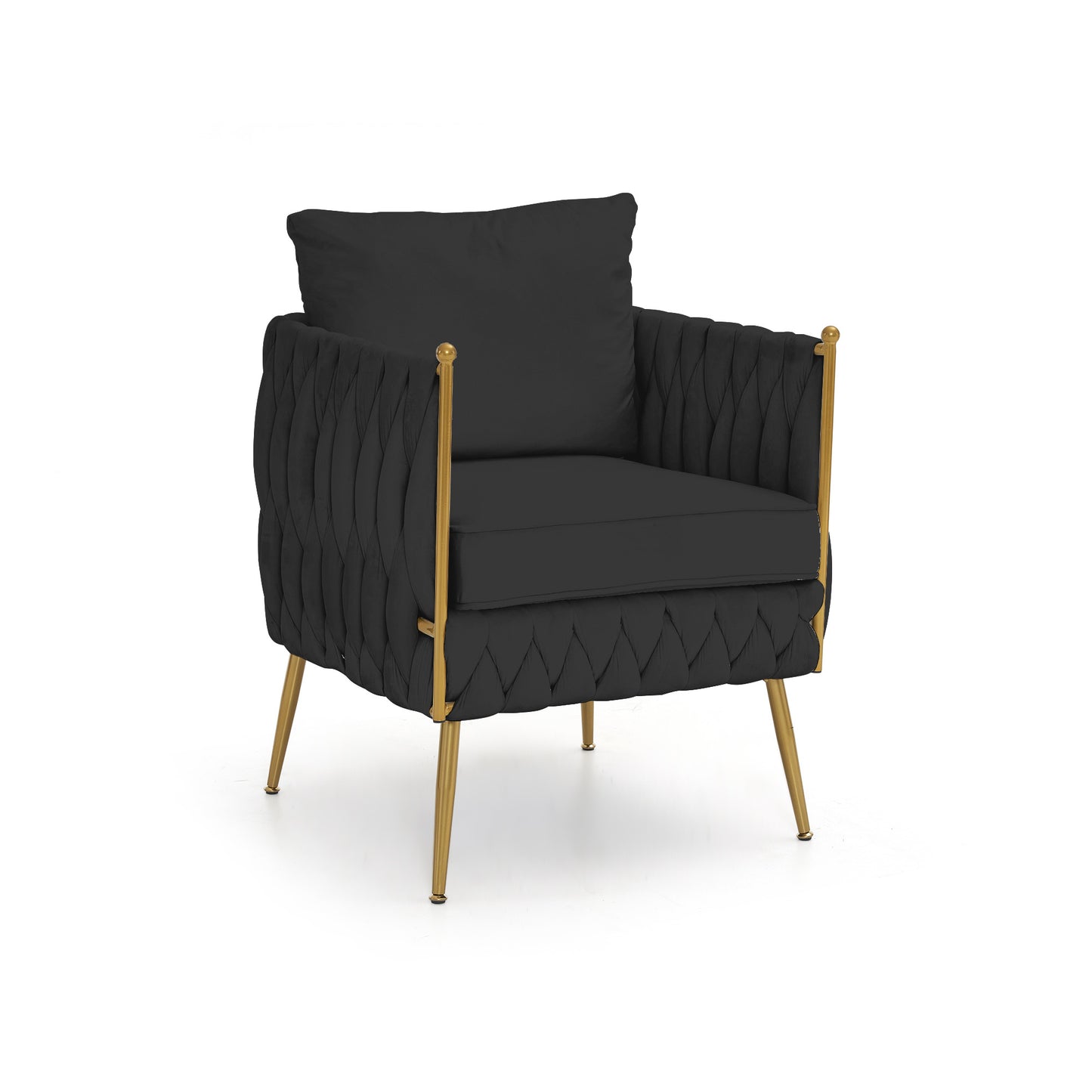 Modern Bucket Woven Velvet Accent Chair