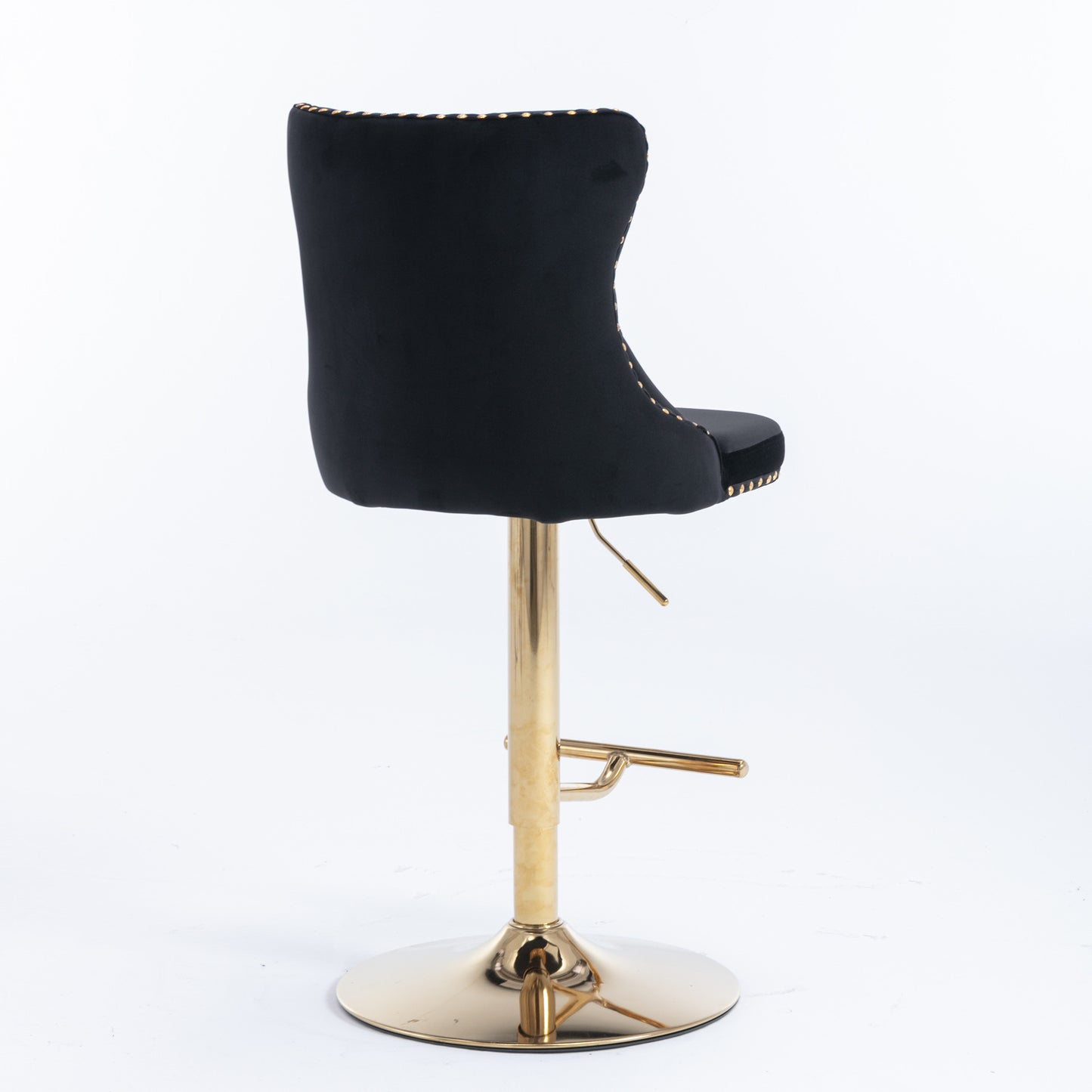 Black Modern Golden Swivel Velvet Barstools, Set of 2