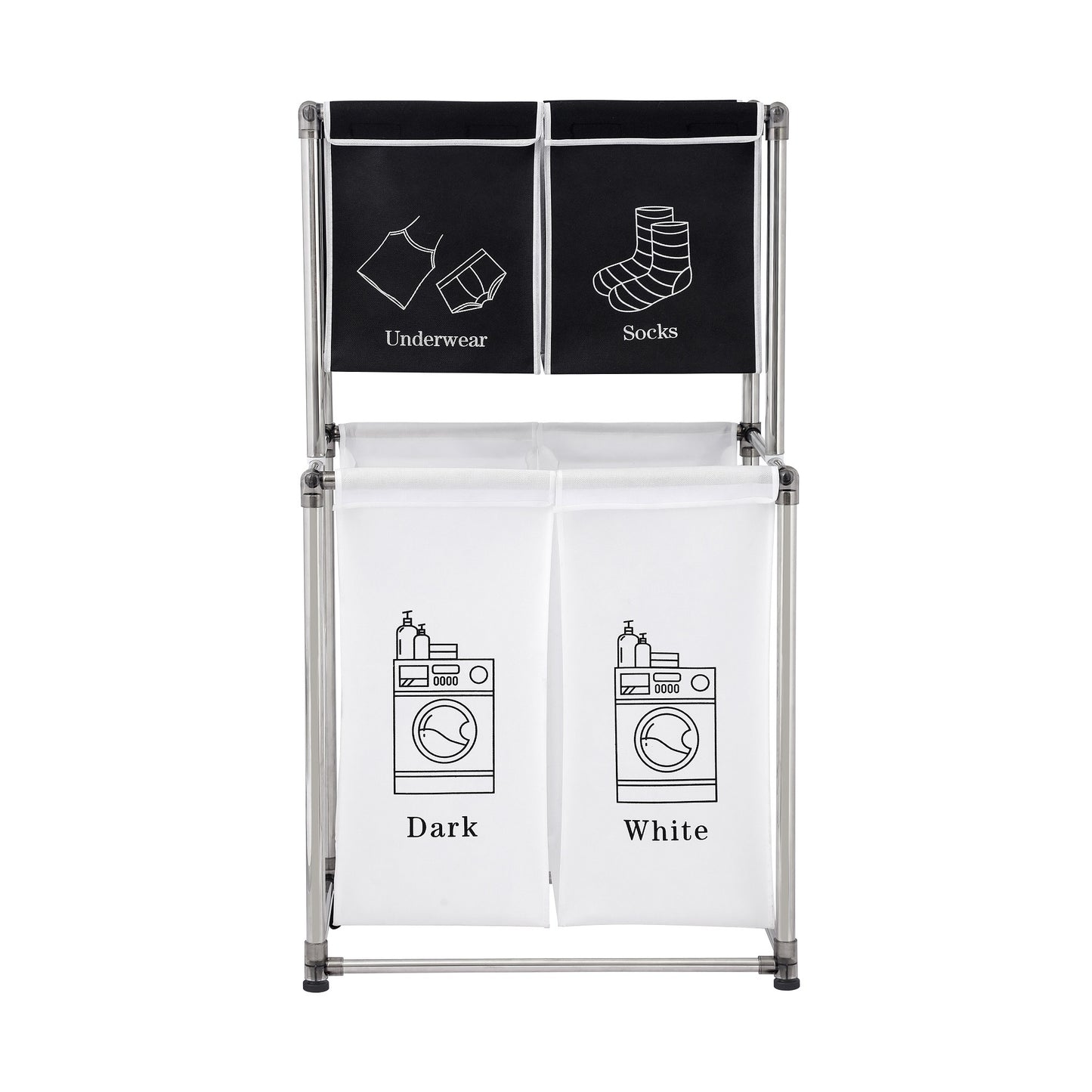 2 Tier Laundry Sorter with 4 Removable Bags