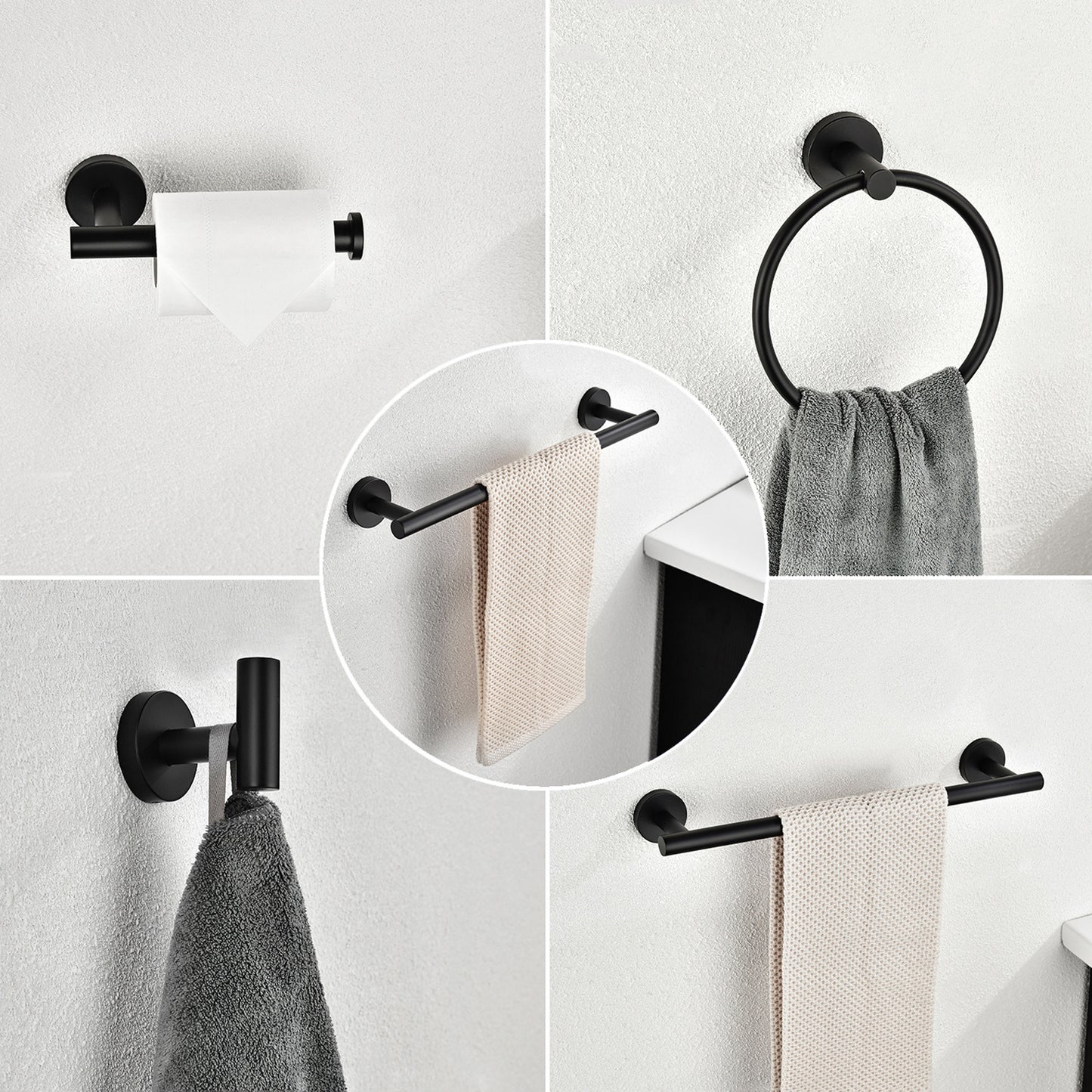 6 Piece Stainless Steel Bathroom Towel Rack Set