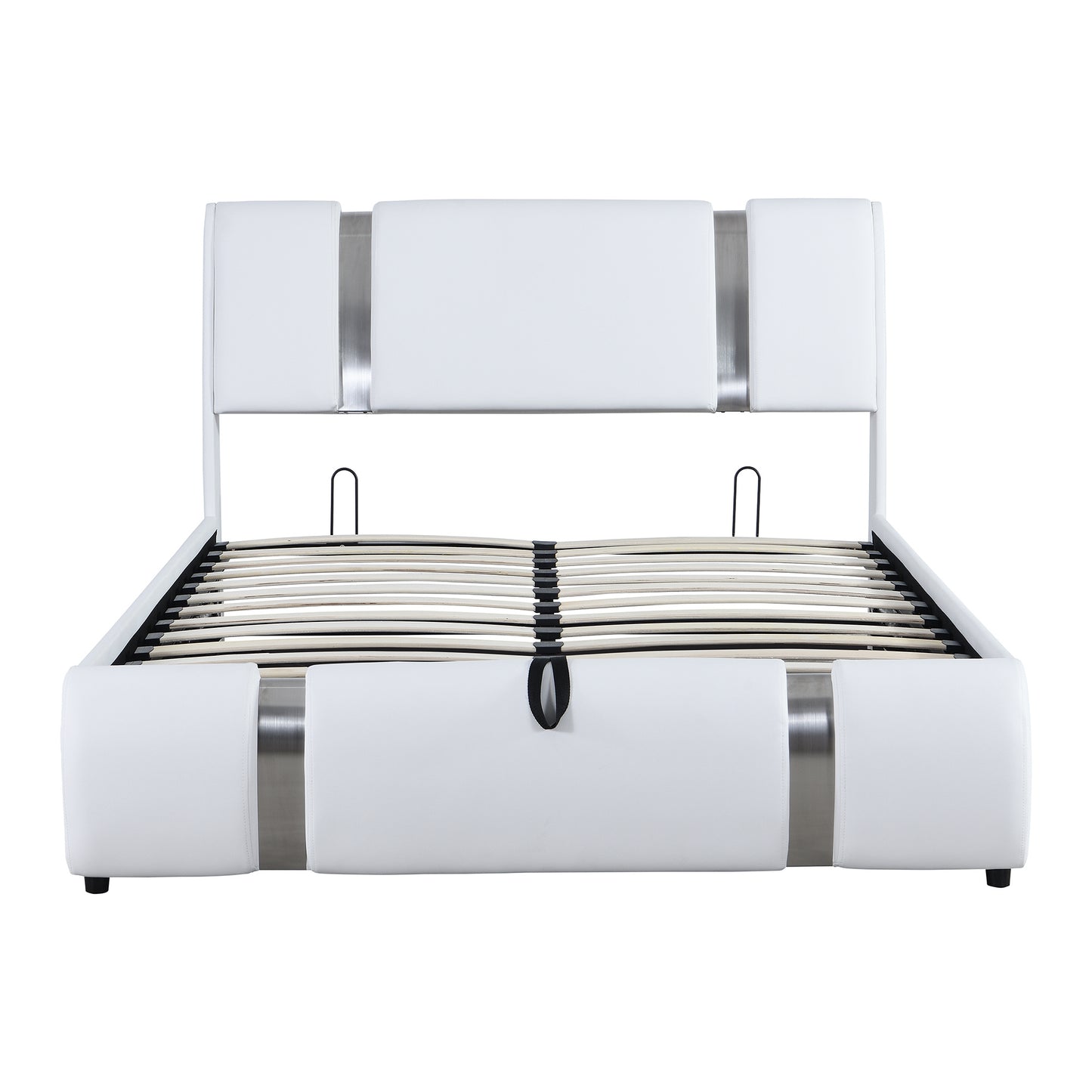 Full Size Upholstered Faux Leather Platform bed with a Hydraulic Storage System