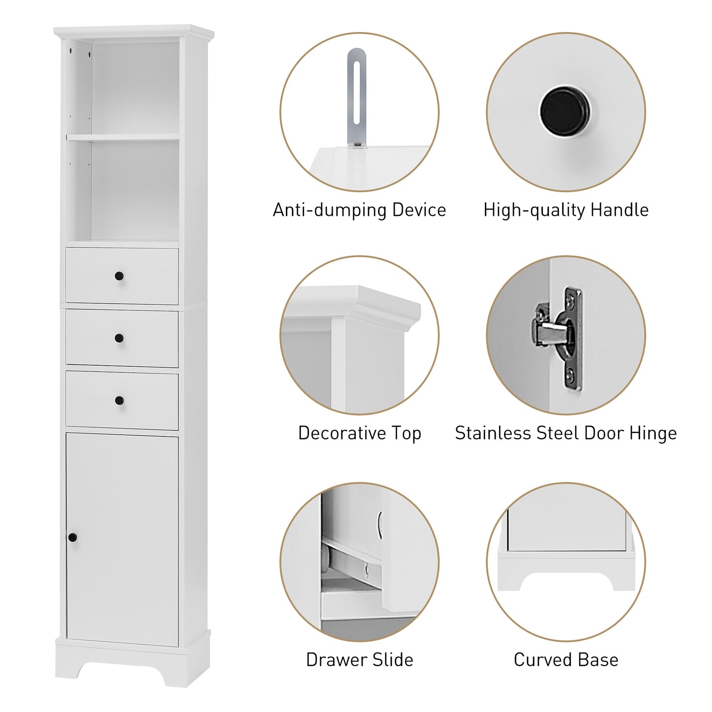 White Tall Bathroom Cabinet