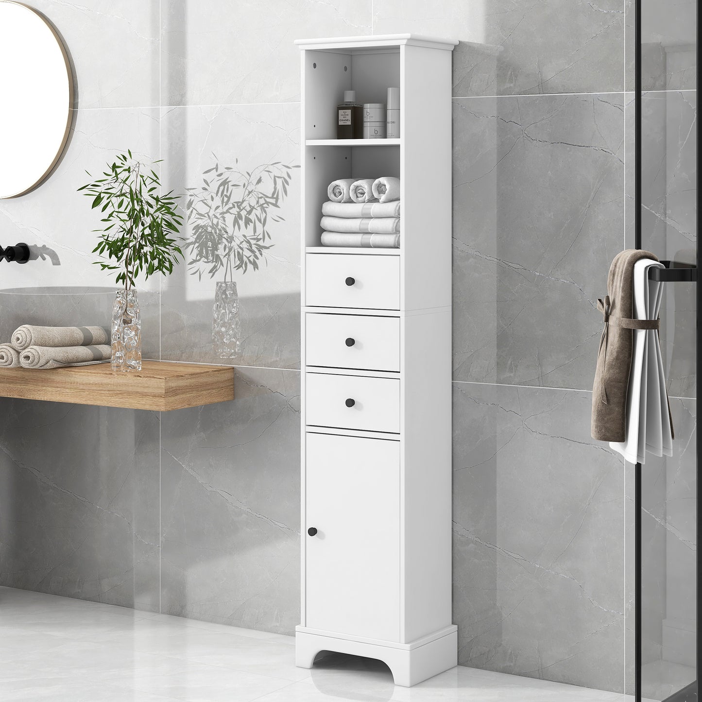 White Tall Bathroom Cabinet