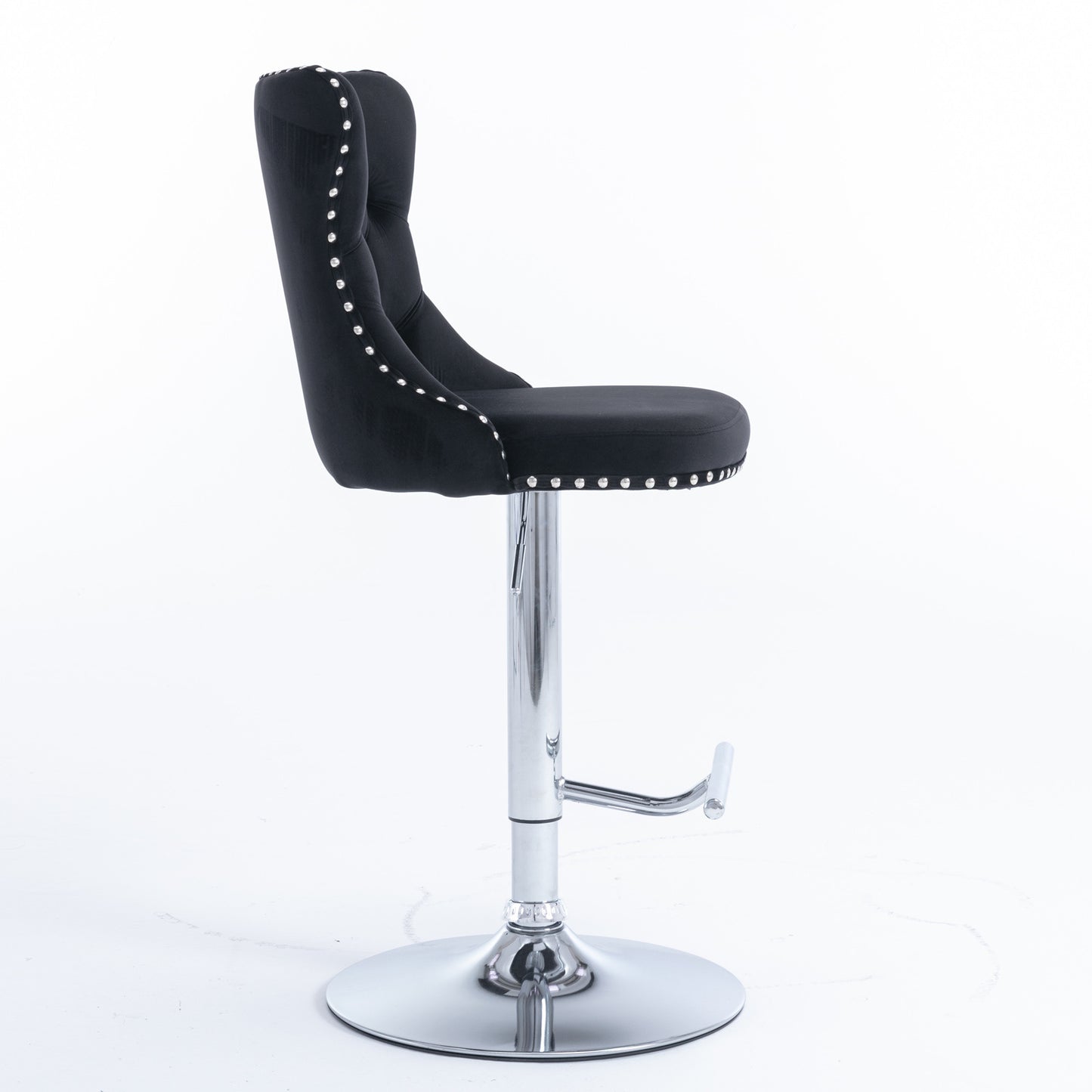 Black Swivel Velvet Barstools, Modern Upholstered Chrome base