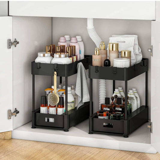 2 Under Sink Bathroom Organizer, Pull Out