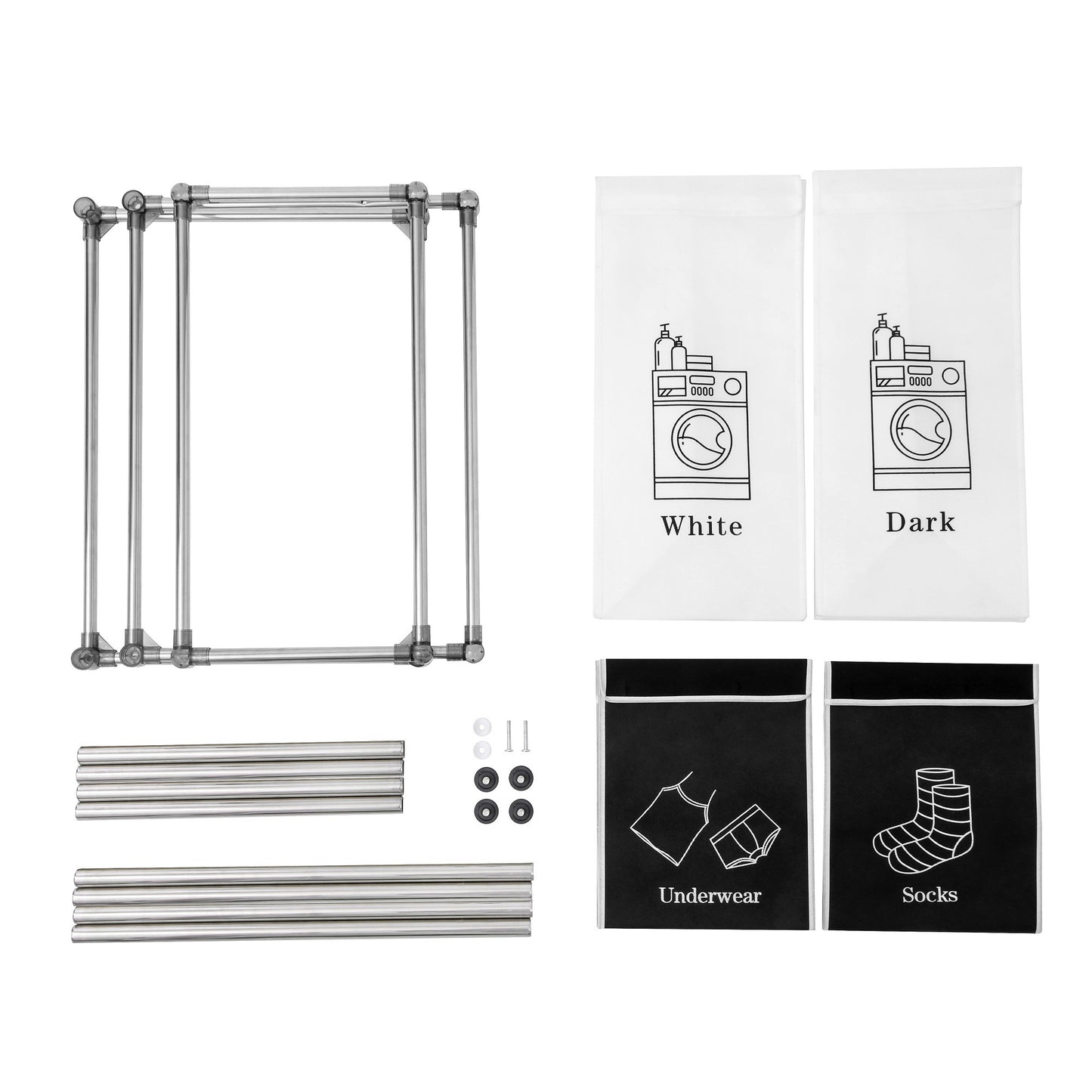 2 Tier Laundry Sorter with 4 Removable Bags