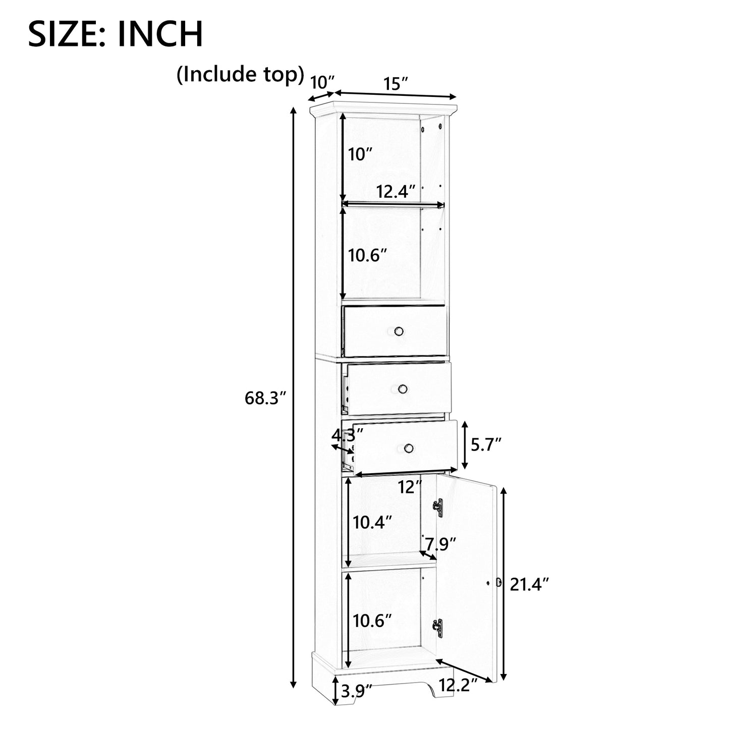 White Tall Bathroom Cabinet