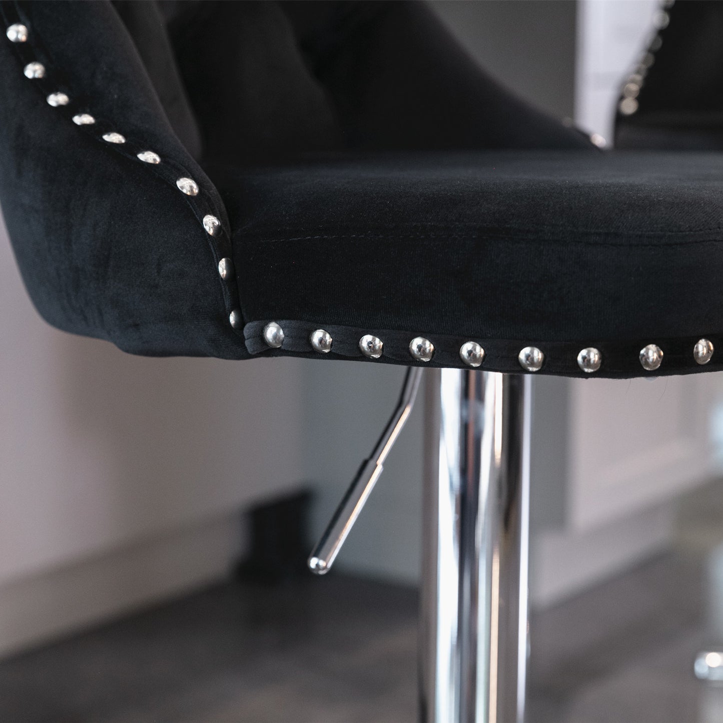 Black Swivel Velvet Barstools, Modern Upholstered Chrome base