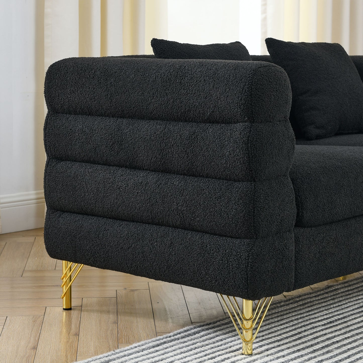 Black teddy 81" Oversized 3 Seater Sectional Sofa