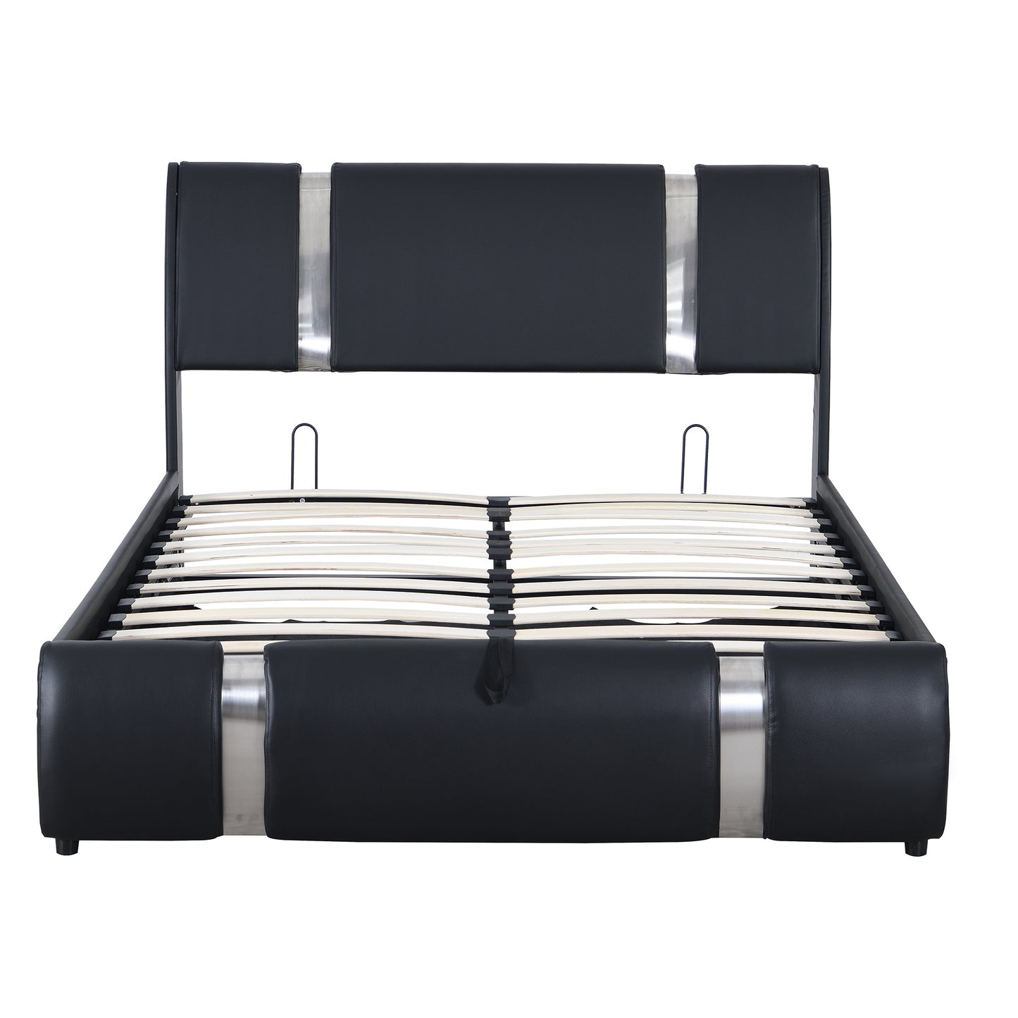 Full Size Upholstered Faux Leather Platform bed with a Hydraulic Storage System