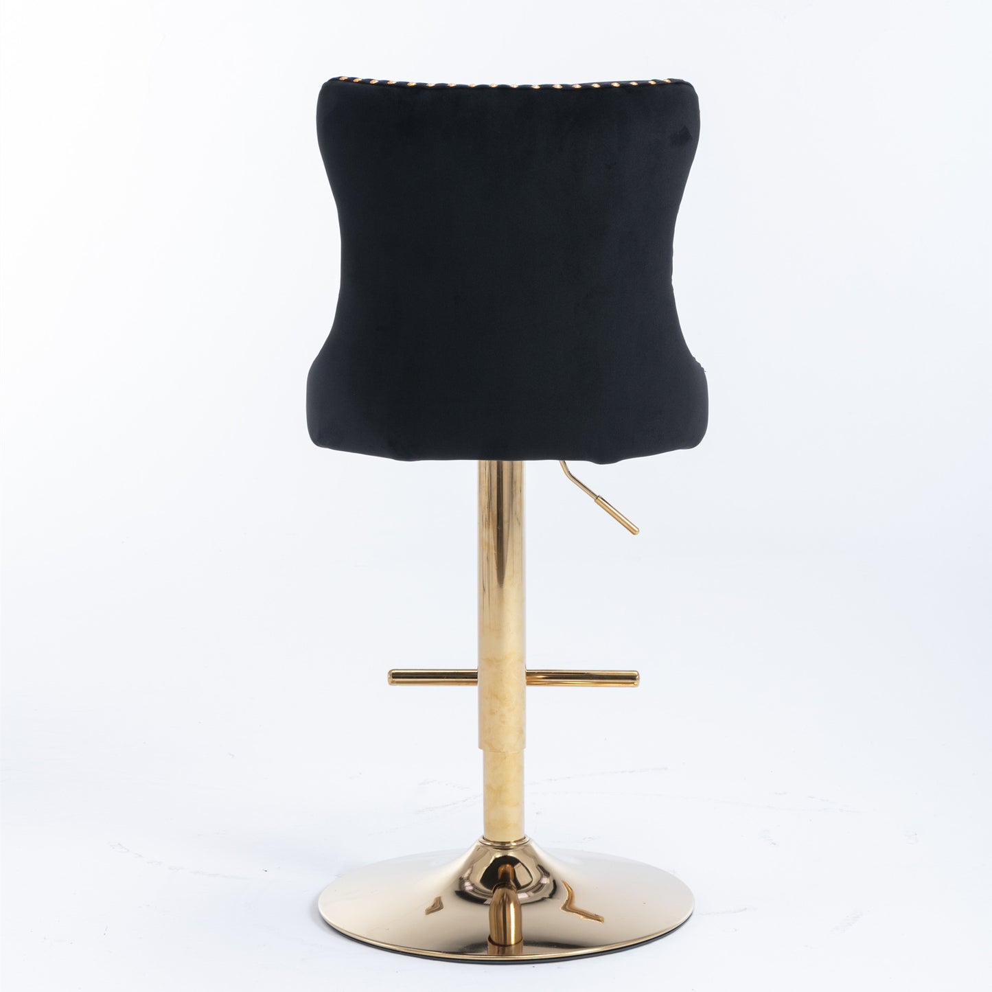 Black Modern Golden Swivel Velvet Barstools, Set of 2