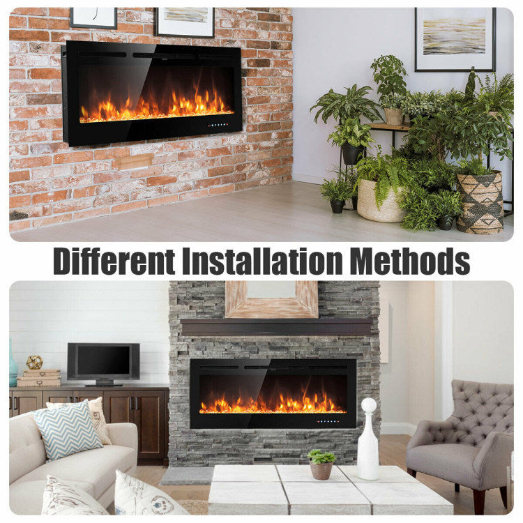 50" Recessed Electric Insert Wall Mounted Fireplace