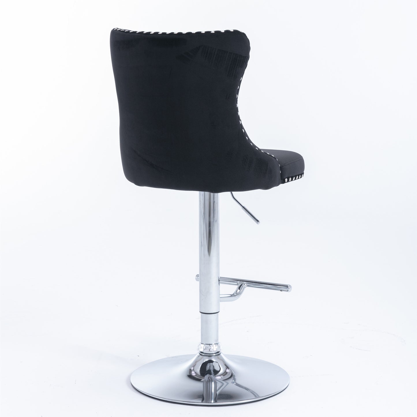 Black Swivel Velvet Barstools, Modern Upholstered Chrome base