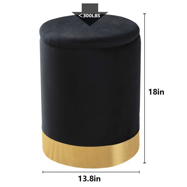 Faux Leather Round Storage Ottoman Footrest Stool