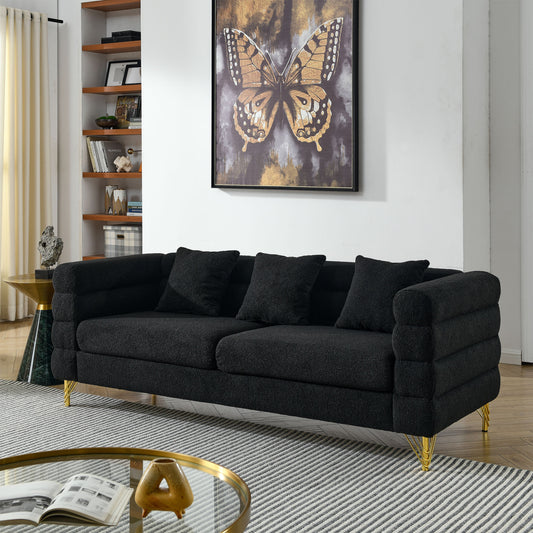 Black teddy 81" Oversized 3 Seater Sectional Sofa