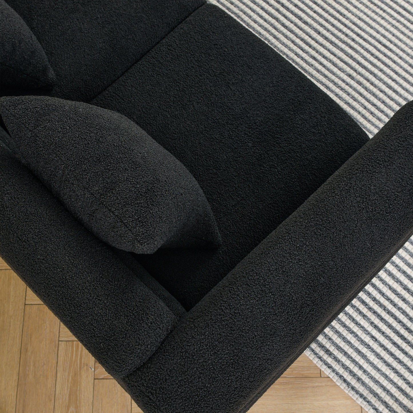 Black teddy 81" Oversized 3 Seater Sectional Sofa