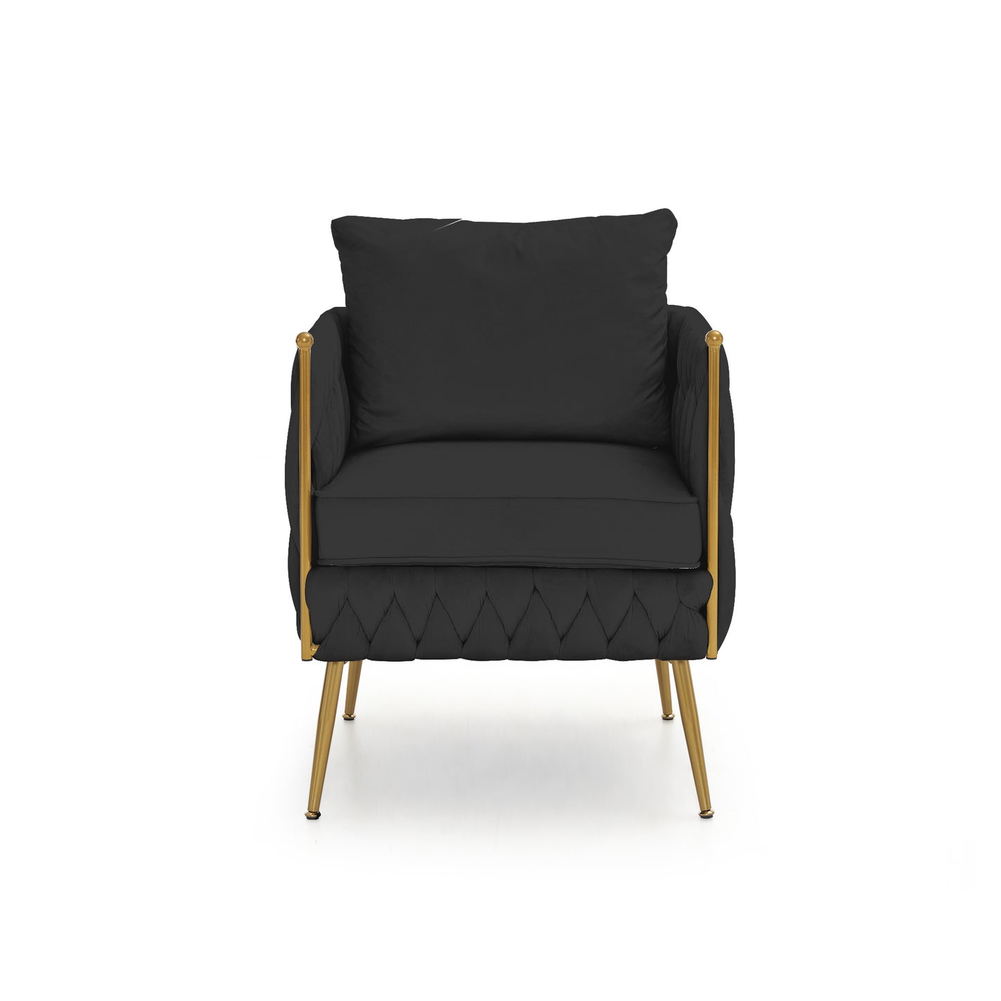 Modern Bucket Woven Velvet Accent Chair