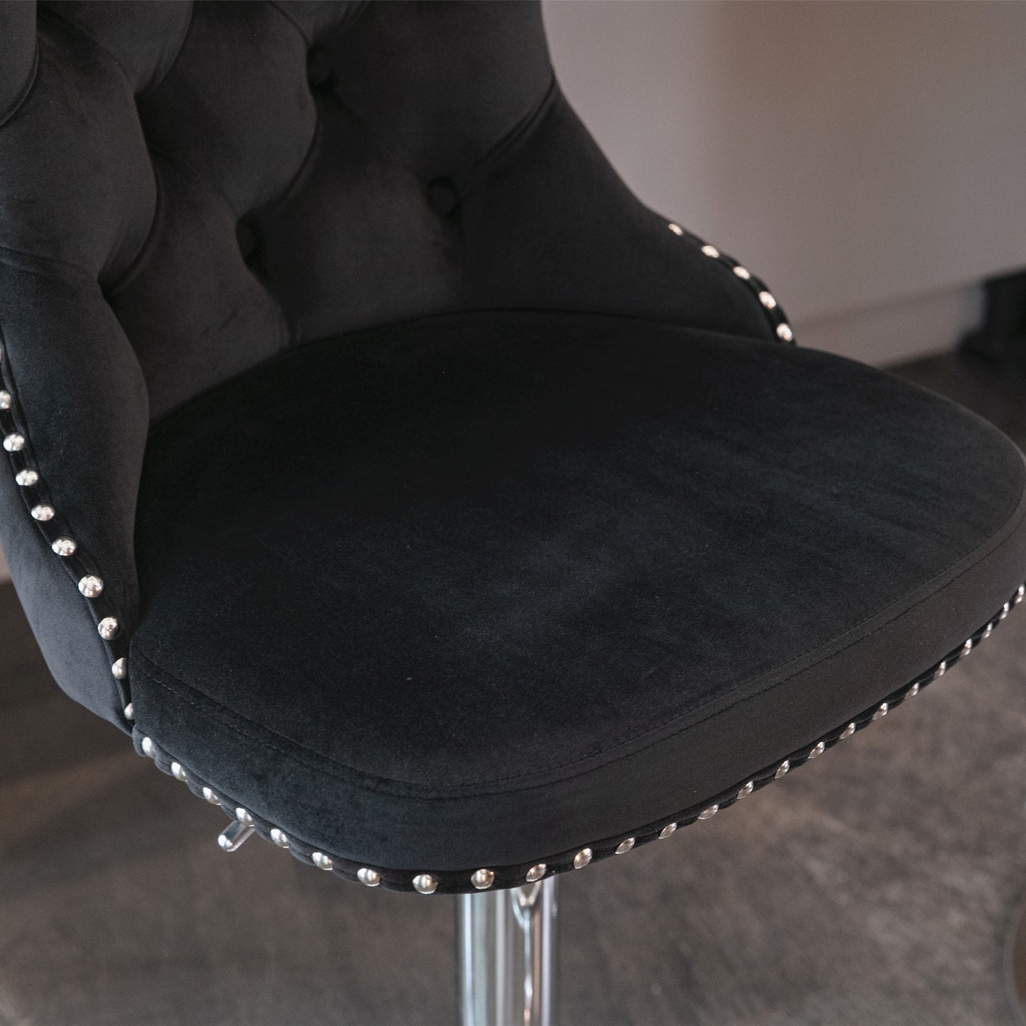 Black Swivel Velvet Barstools, Modern Upholstered Chrome base