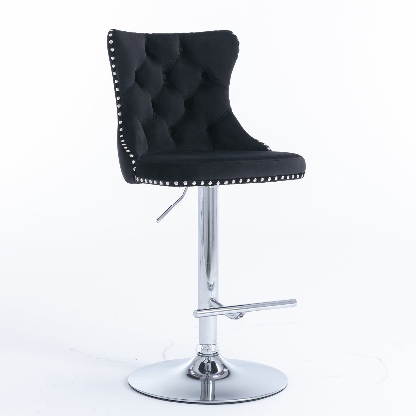 Black Swivel Velvet Barstools, Modern Upholstered Chrome base