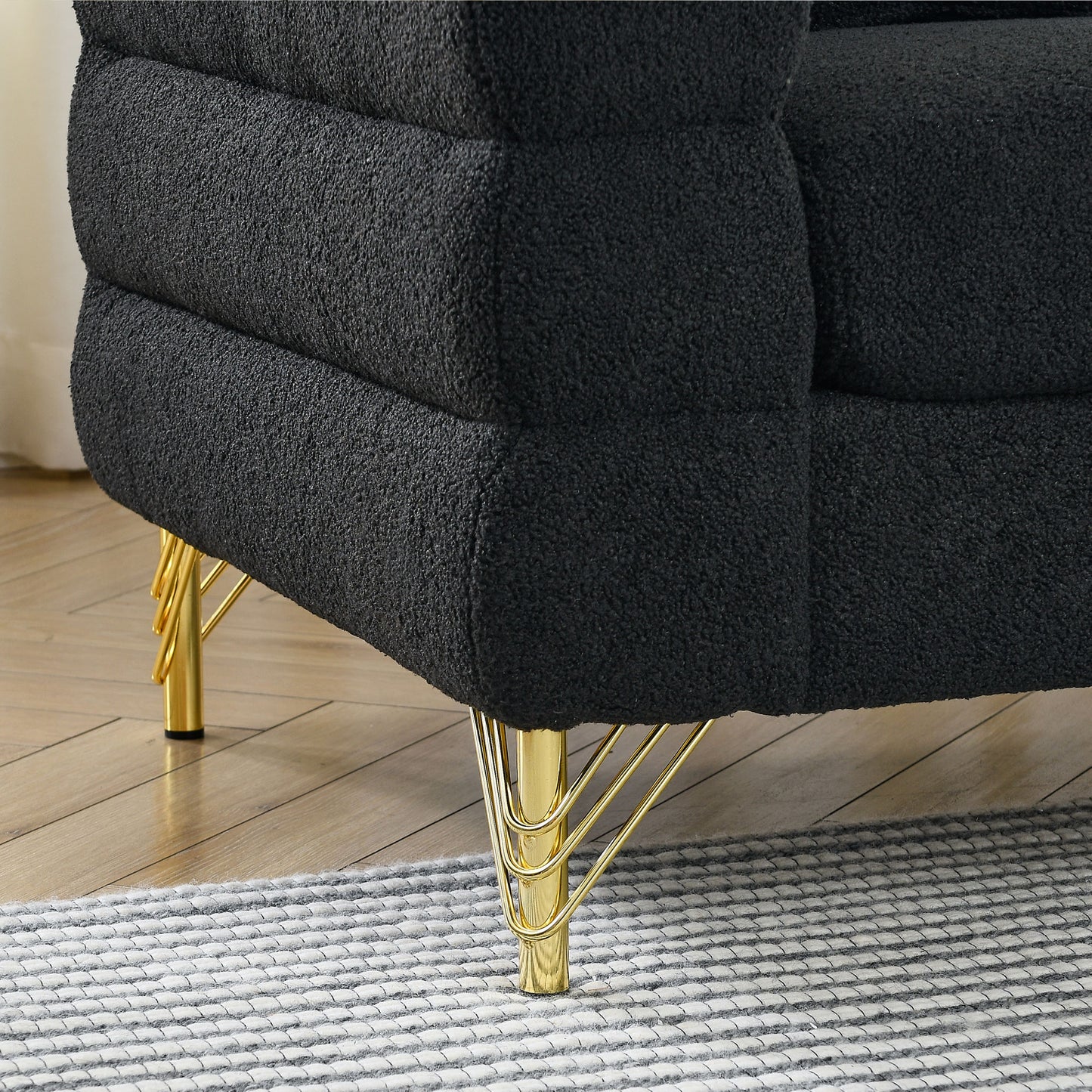 Black teddy 81" Oversized 3 Seater Sectional Sofa