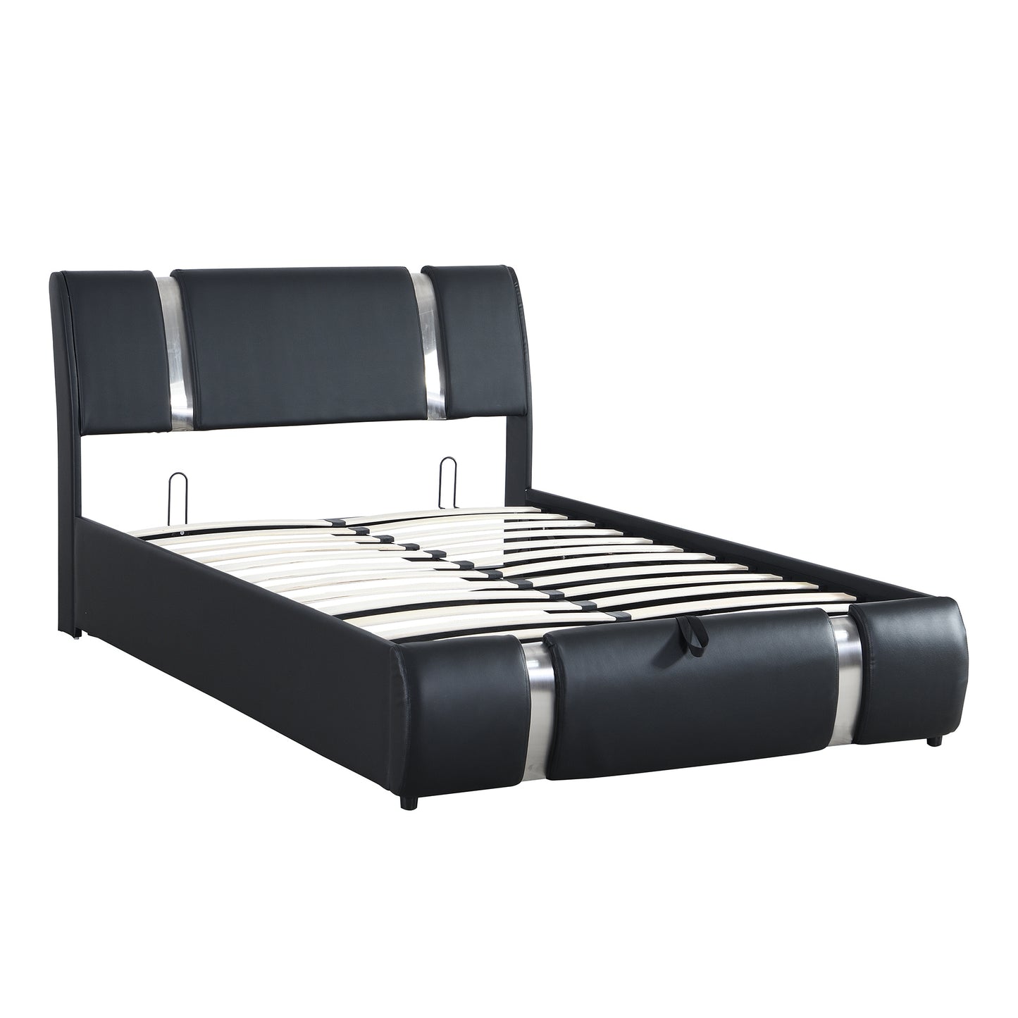 Full Size Upholstered Faux Leather Platform bed with a Hydraulic Storage System