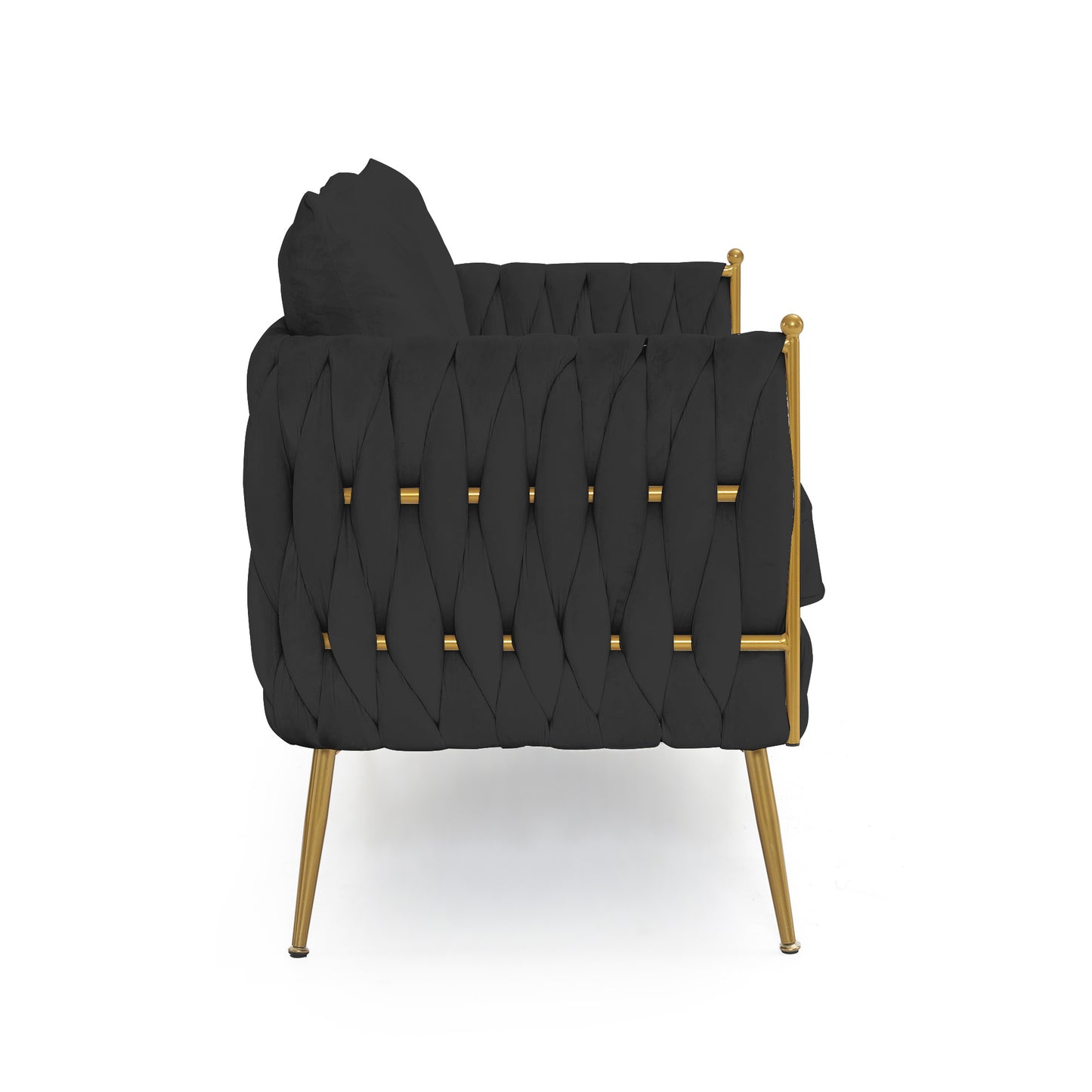 Modern Bucket Woven Velvet Accent Chair