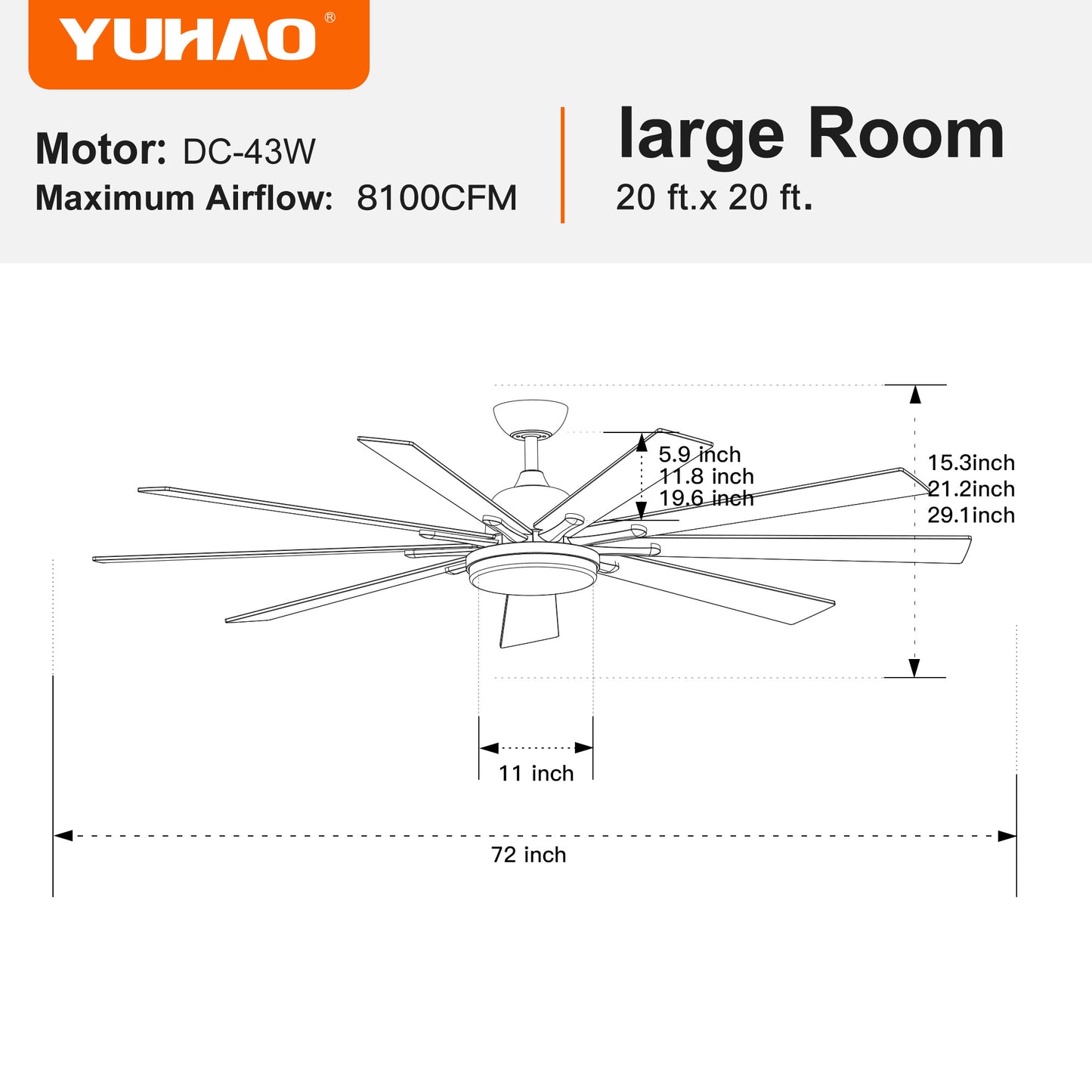 72" Indoor Brushed Nickel Smart Ceiling Fan with LED Light