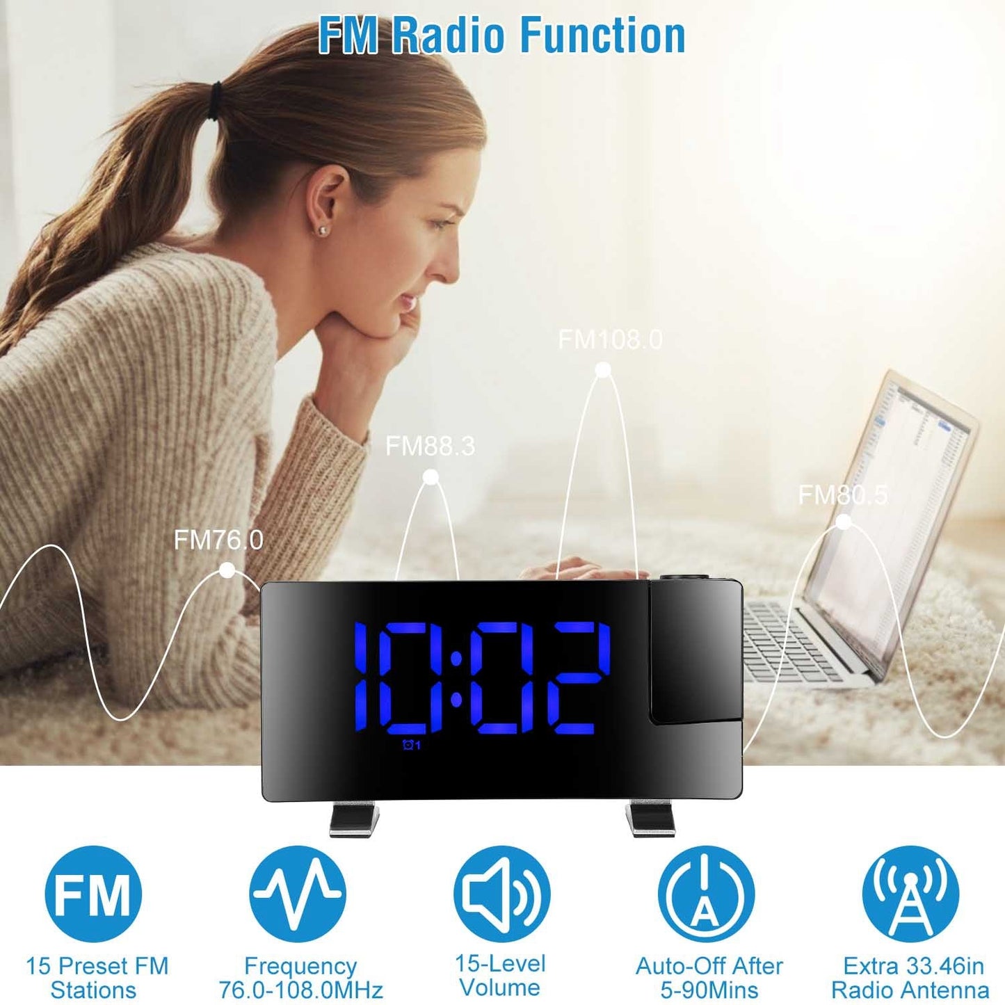 Projection Alarm Clock with Radio Function