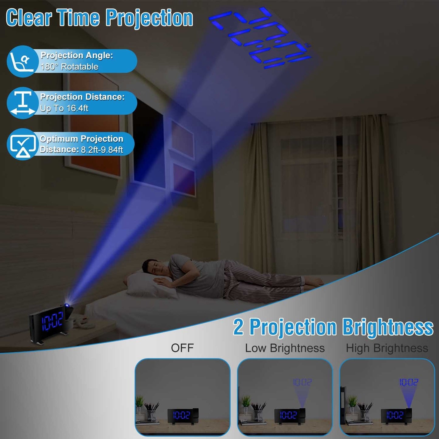 Projection Alarm Clock with Radio Function