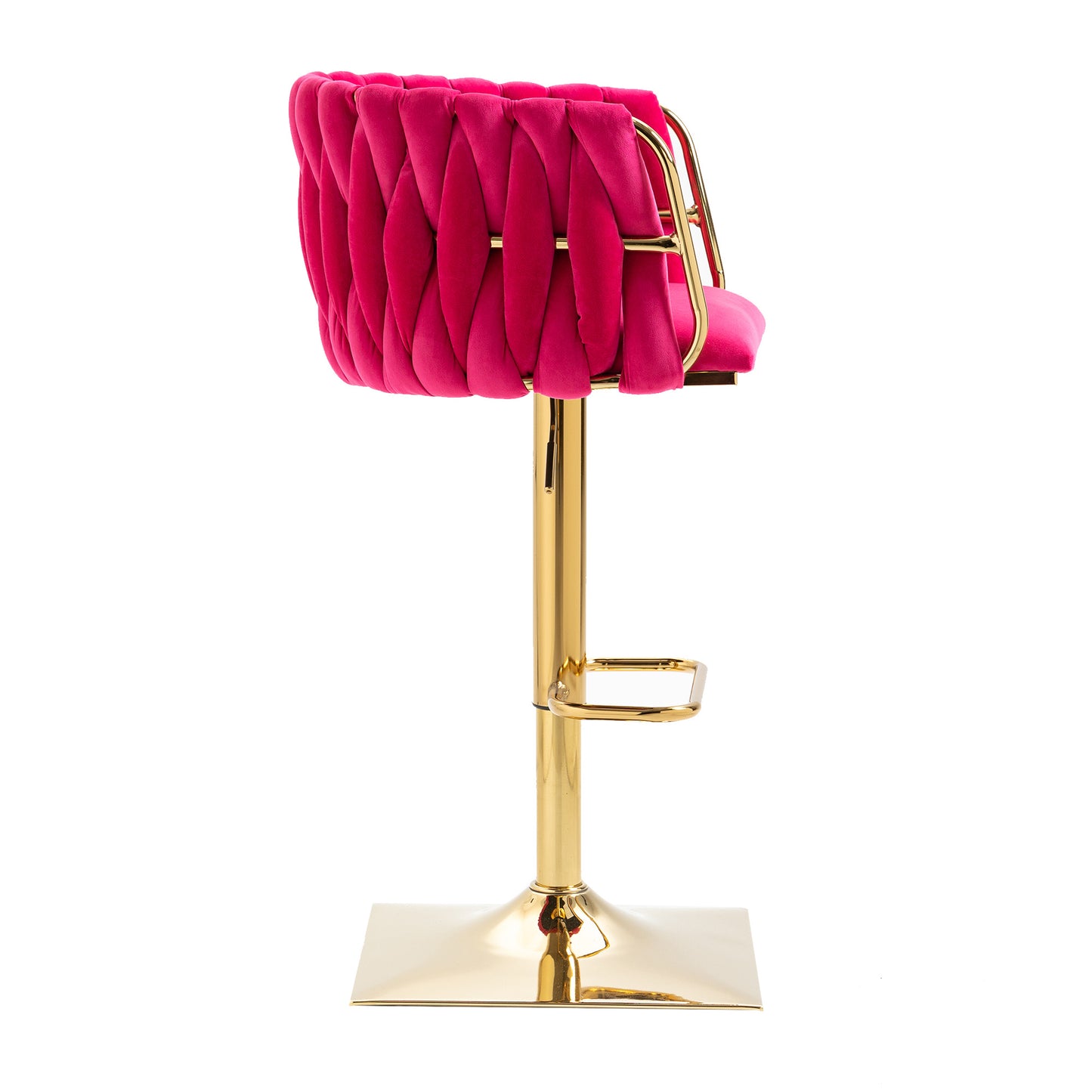 COOLMORE Rose Red Vintage Bar Stools with Back and Footrest, 2PC Set
