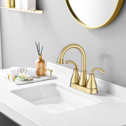 Two Handle Bathroom Sink Faucet with Pop-Up Drain