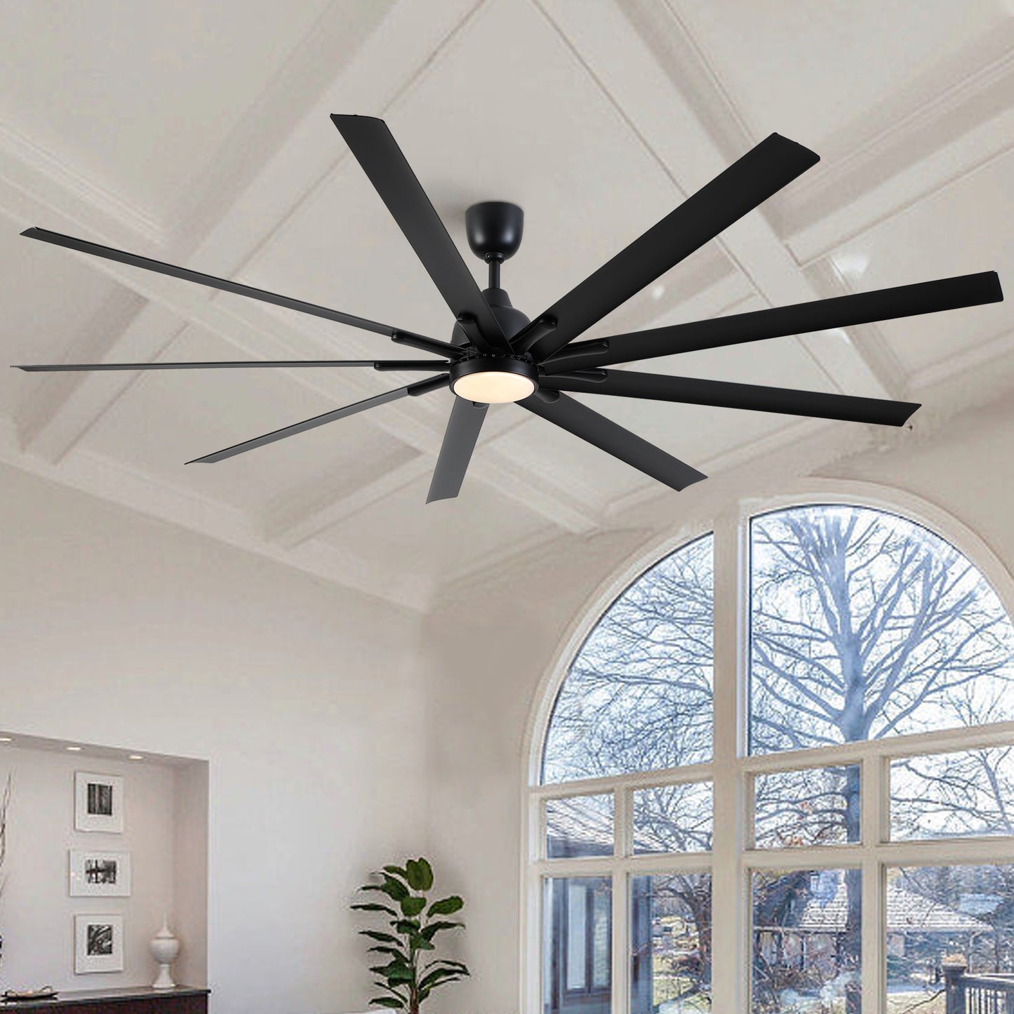 84"Modern Industrial Aluminum Blade Ceiling Fan With LED Light