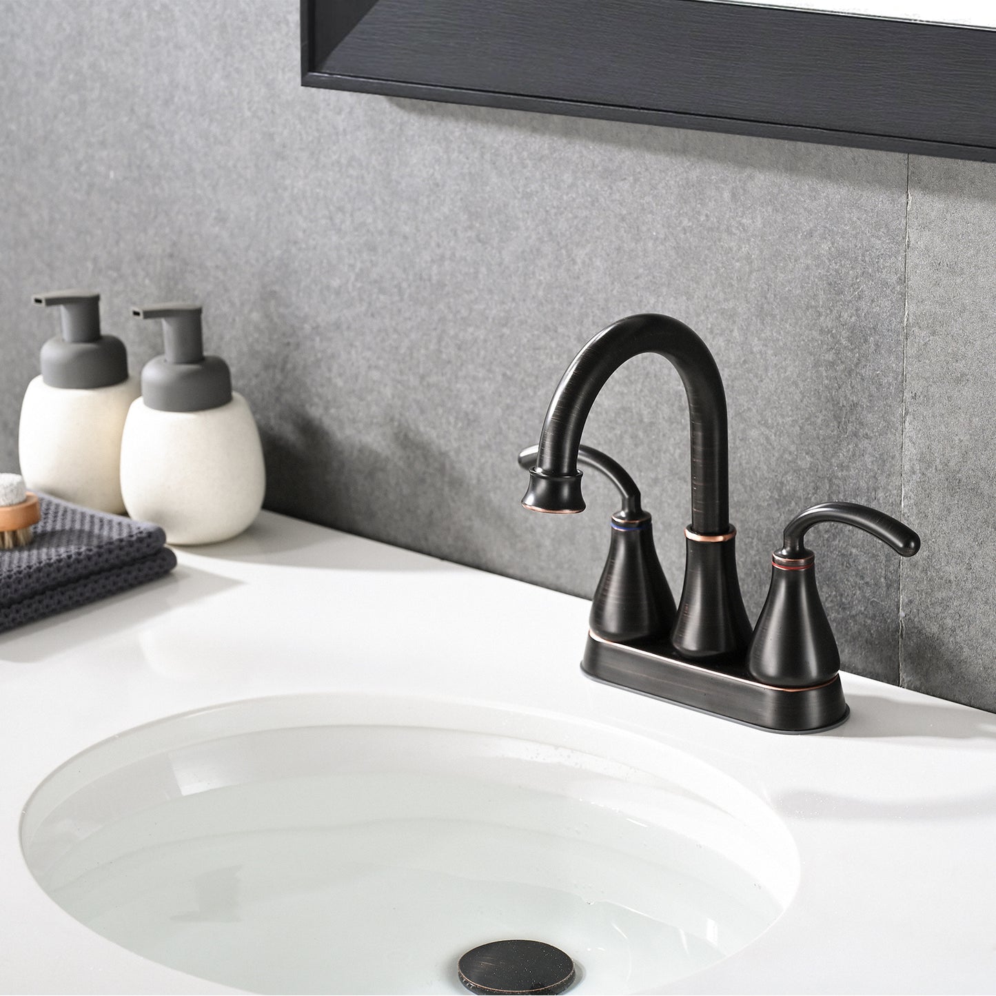 Two Handle Bathroom Sink Faucet with Pop-Up Drain