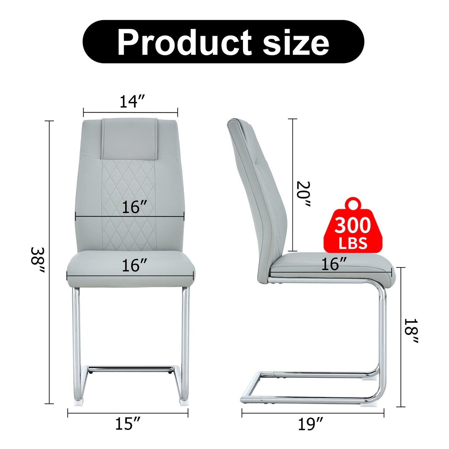 Light Grey Faux Leather Cushioned Chairs, set of 6