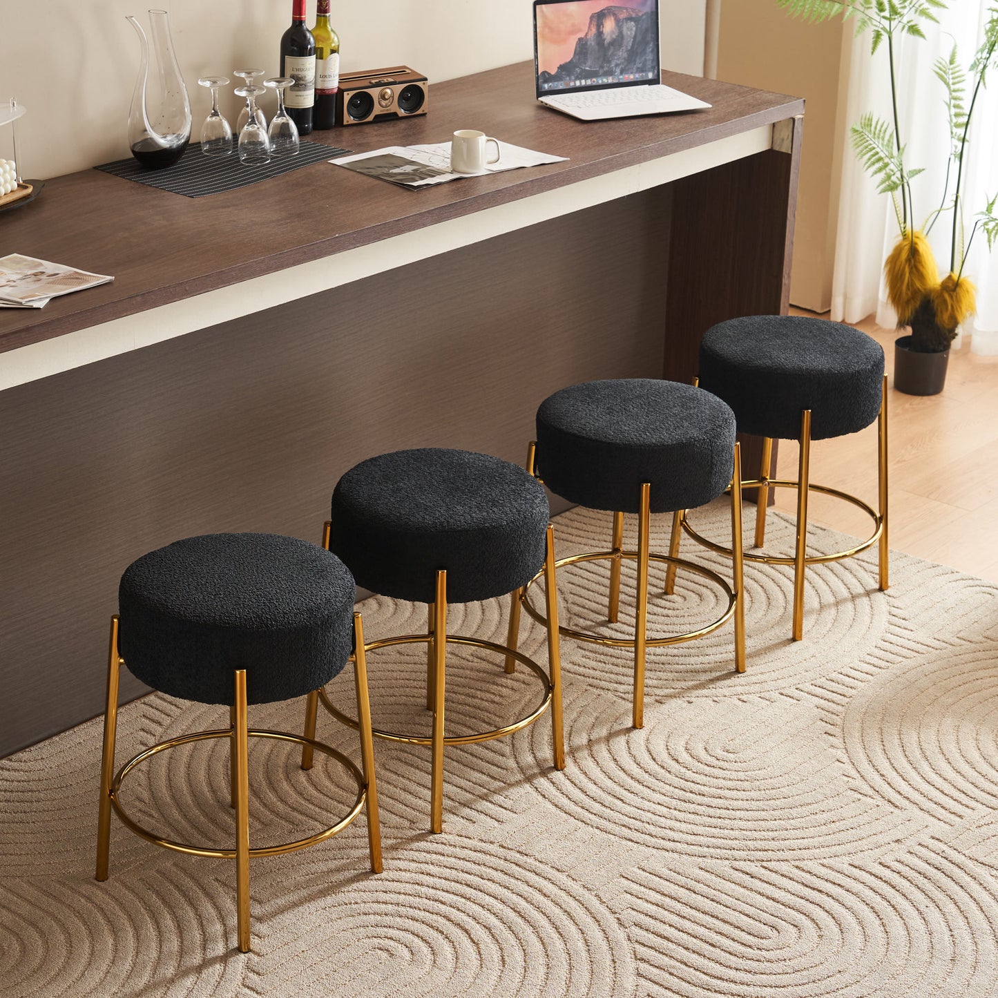 24" Tall, Round Bar Stools, Set of 2