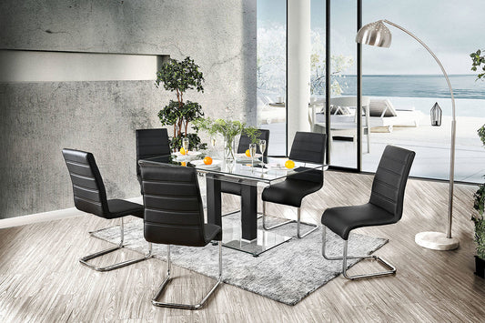 Contemporary Black Padded Leatherette 2pc Side Chairs Set